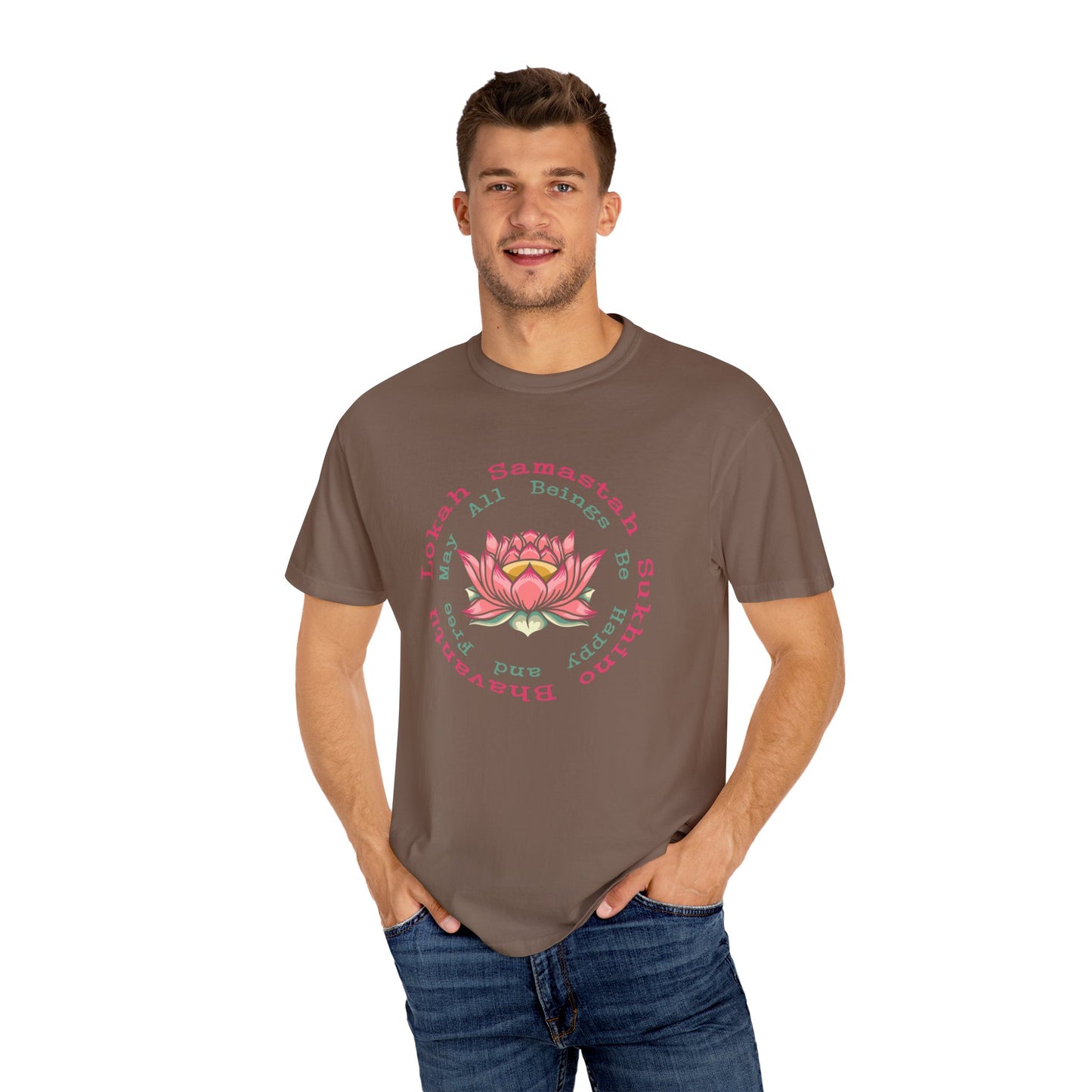 Lokah Samastah Sukhino Bhavantu Vegan Tee Shirt in Dark Colors {Unisex}