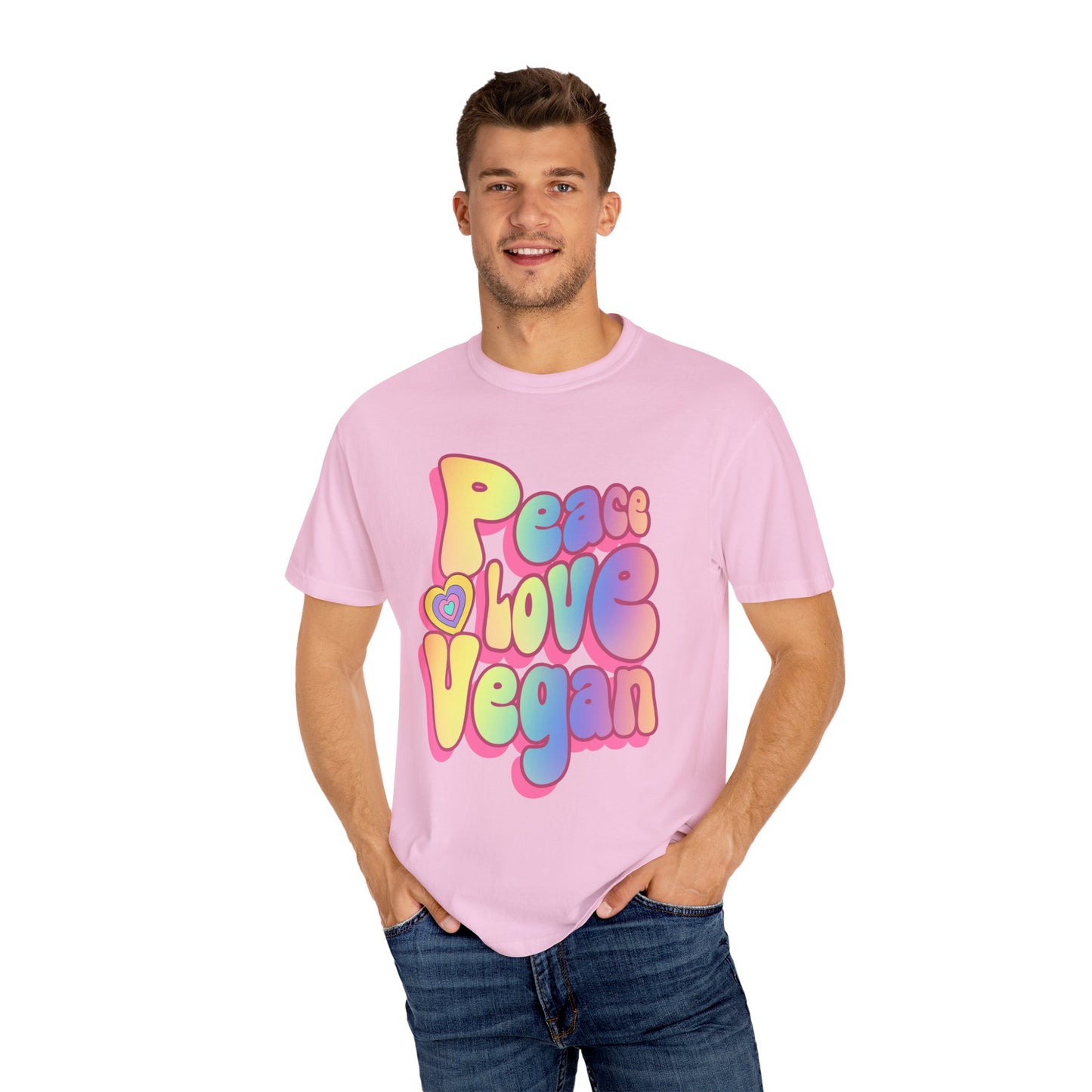 Peace Love Vegan Garment-Dyed Cotton T-shirt {Unisex}