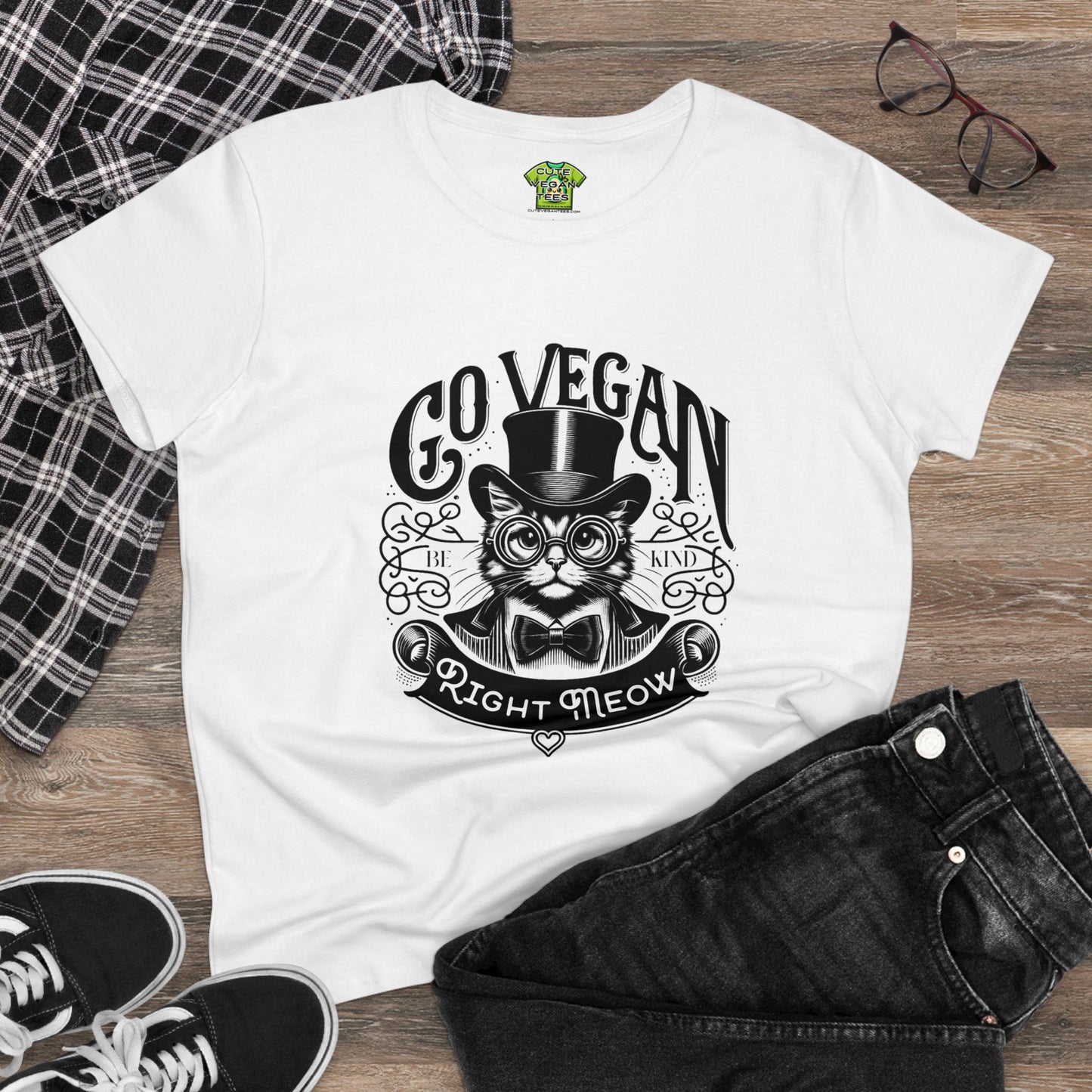Go Vegan Right Meow in White {Women's}