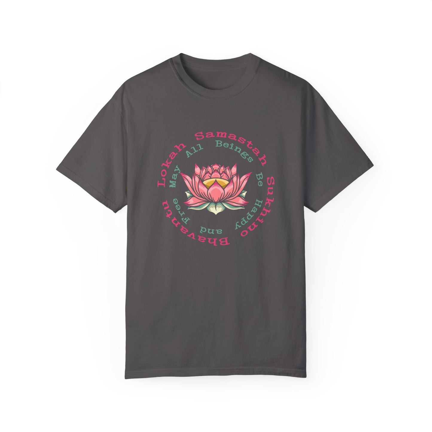 Lokah Samastah Sukhino Bhavantu Vegan Tee Shirt in Dark Colors {Unisex}