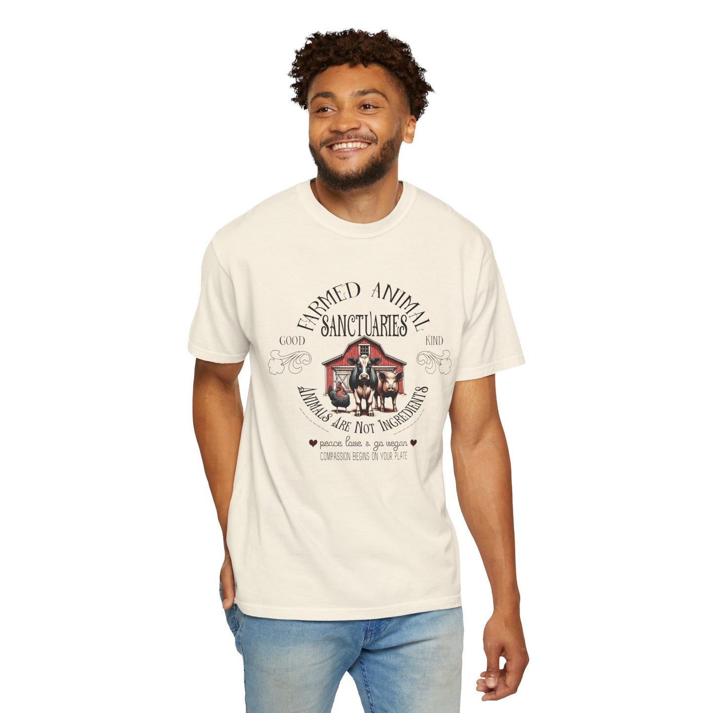 Farmed Animal Sanctuaries Vegan Tee Shirt in Light Colors {Unisex}