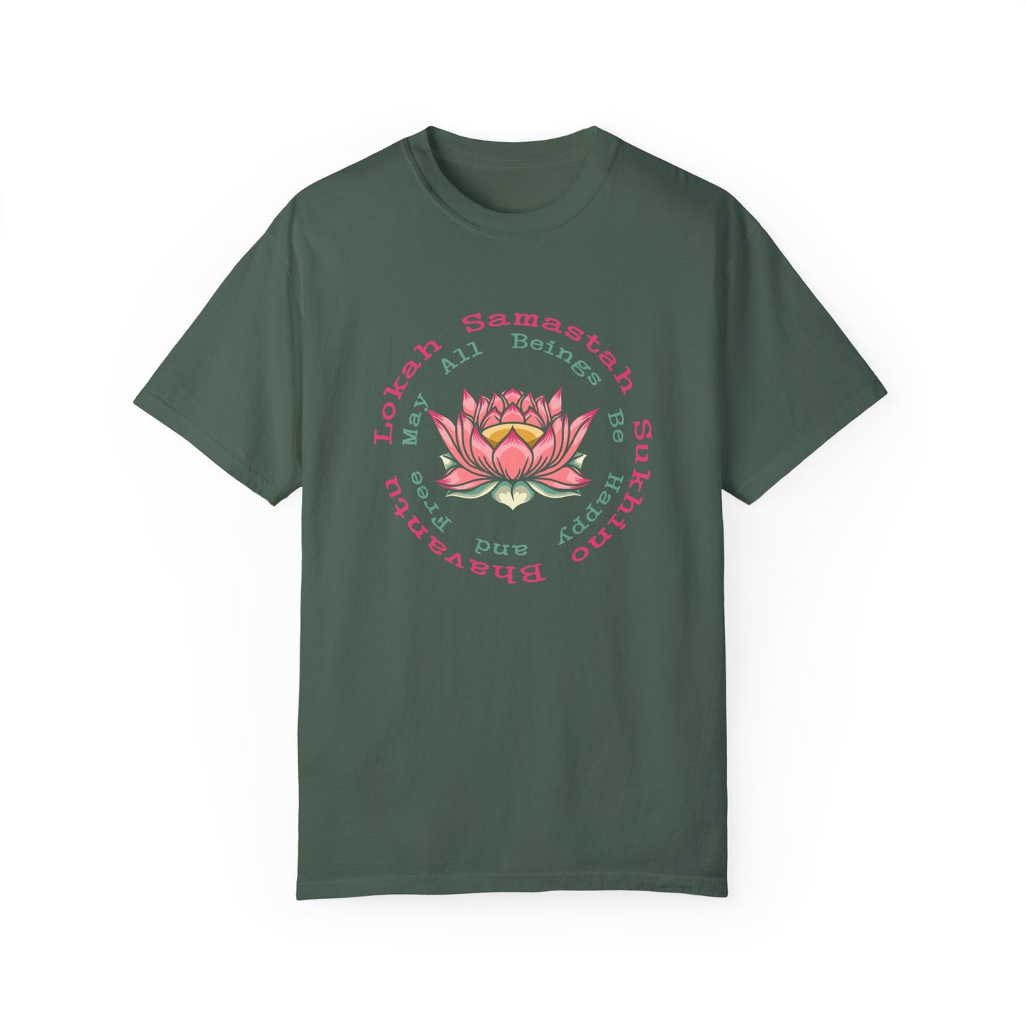 Lokah Samastah Sukhino Bhavantu Vegan Tee Shirt in Dark Colors {Unisex}