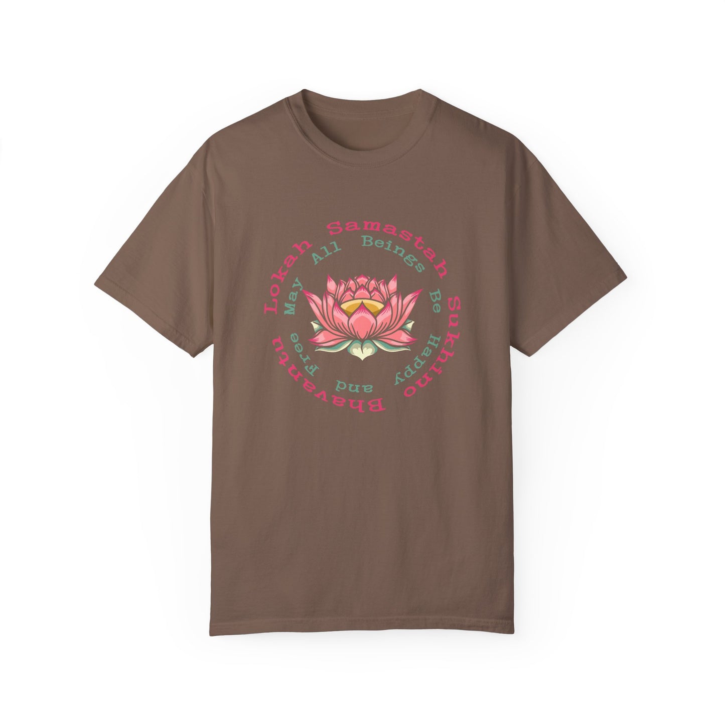 Lokah Samastah Sukhino Bhavantu Vegan Tee Shirt in Dark Colors {Unisex}