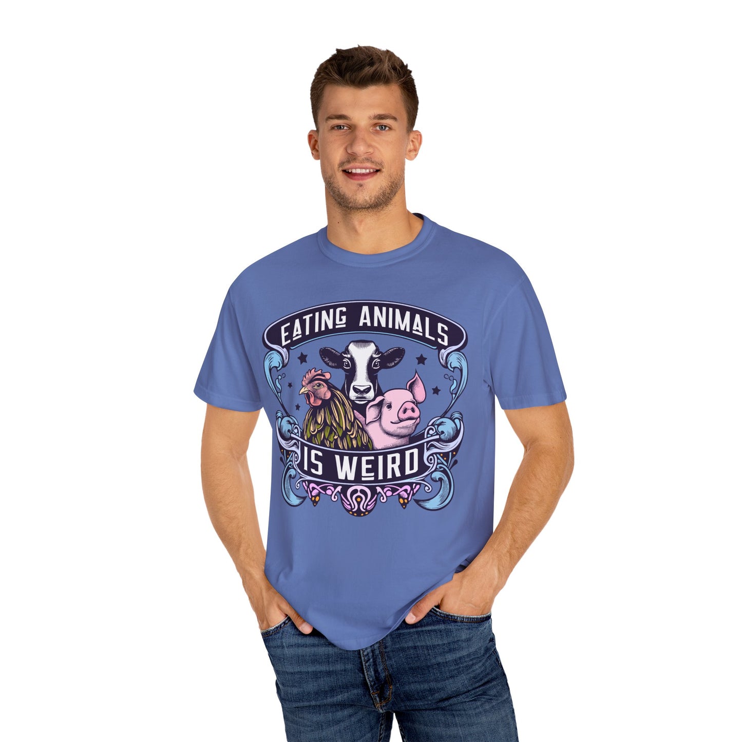 Eating Animals is Weird Vegan T-Shirt in Blues {Unisex}