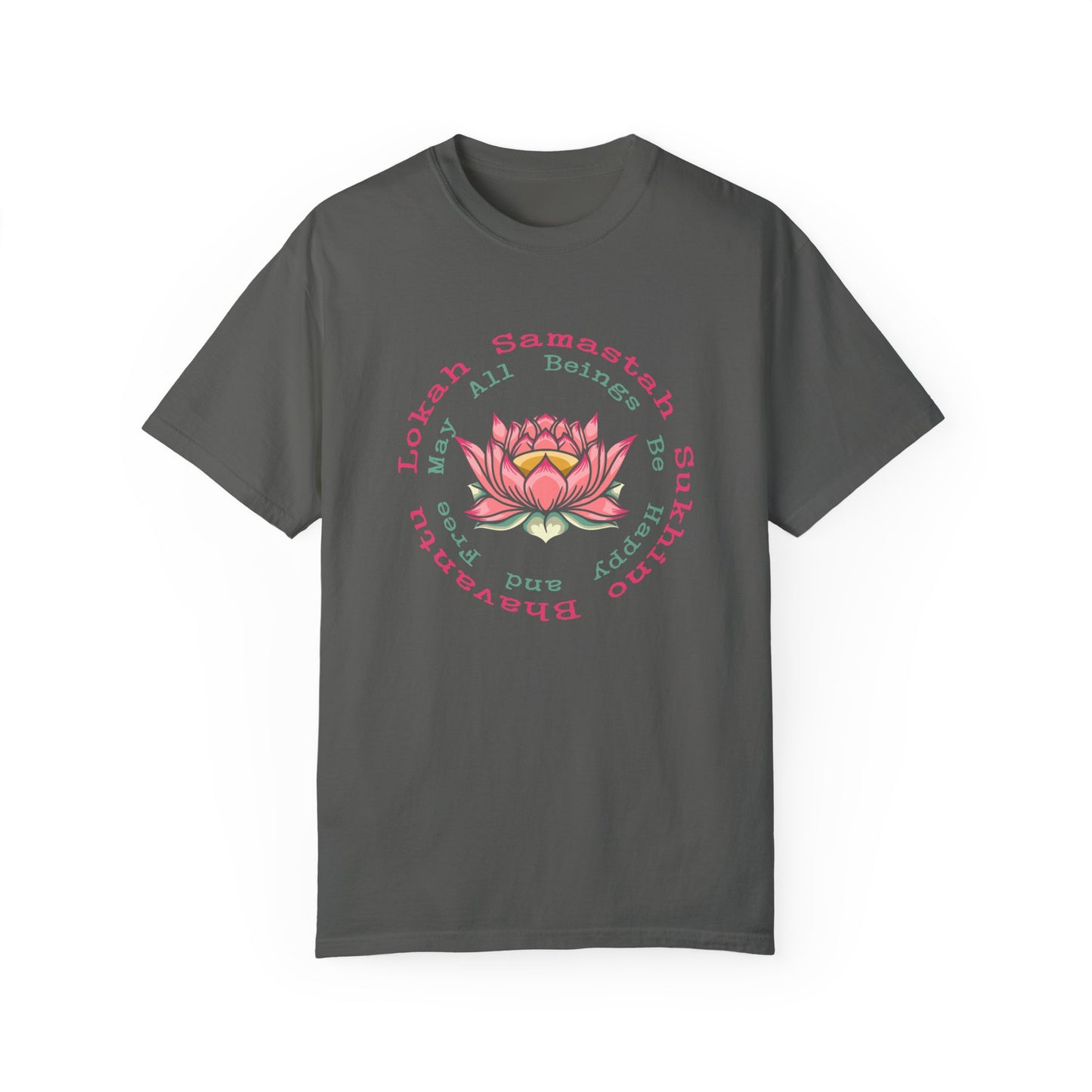 Lokah Samastah Sukhino Bhavantu Vegan Tee Shirt in Dark Colors {Unisex}