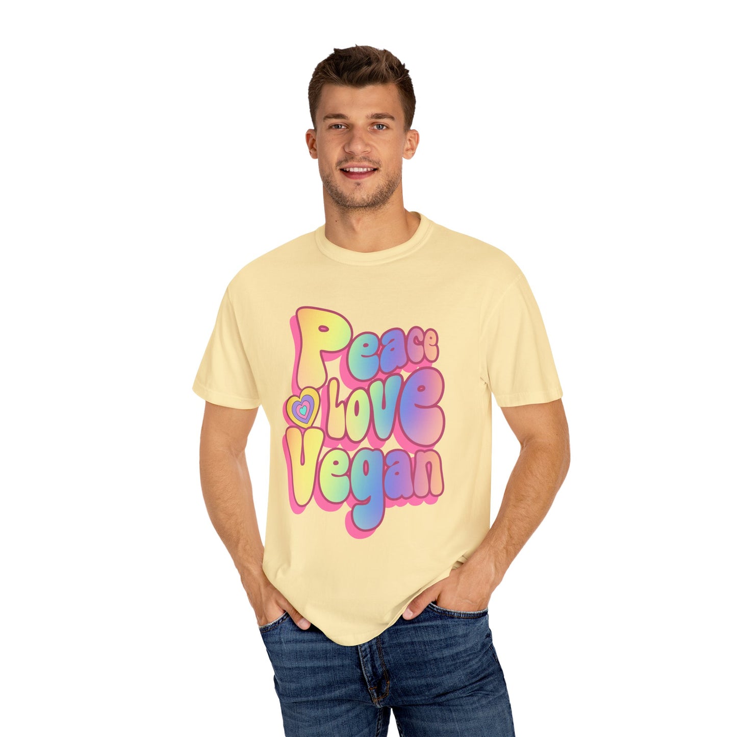 Peace Love Vegan Garment-Dyed Cotton T-shirt {Unisex}