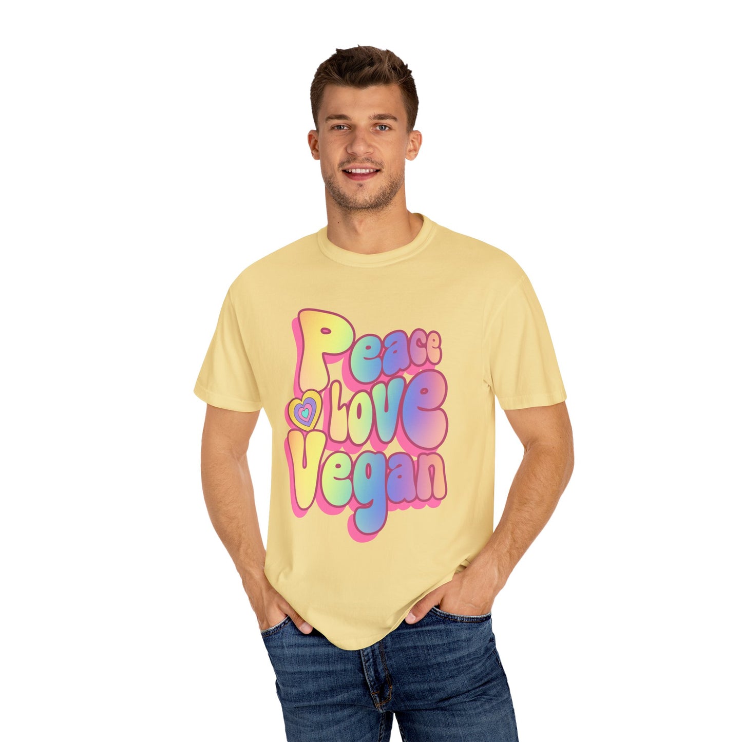 Peace Love Vegan Garment-Dyed Cotton T-shirt {Unisex}