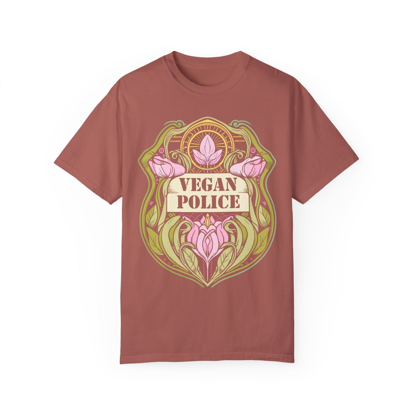 Vegan Police Tee Shirt in Pinks and Purples {Unisex}