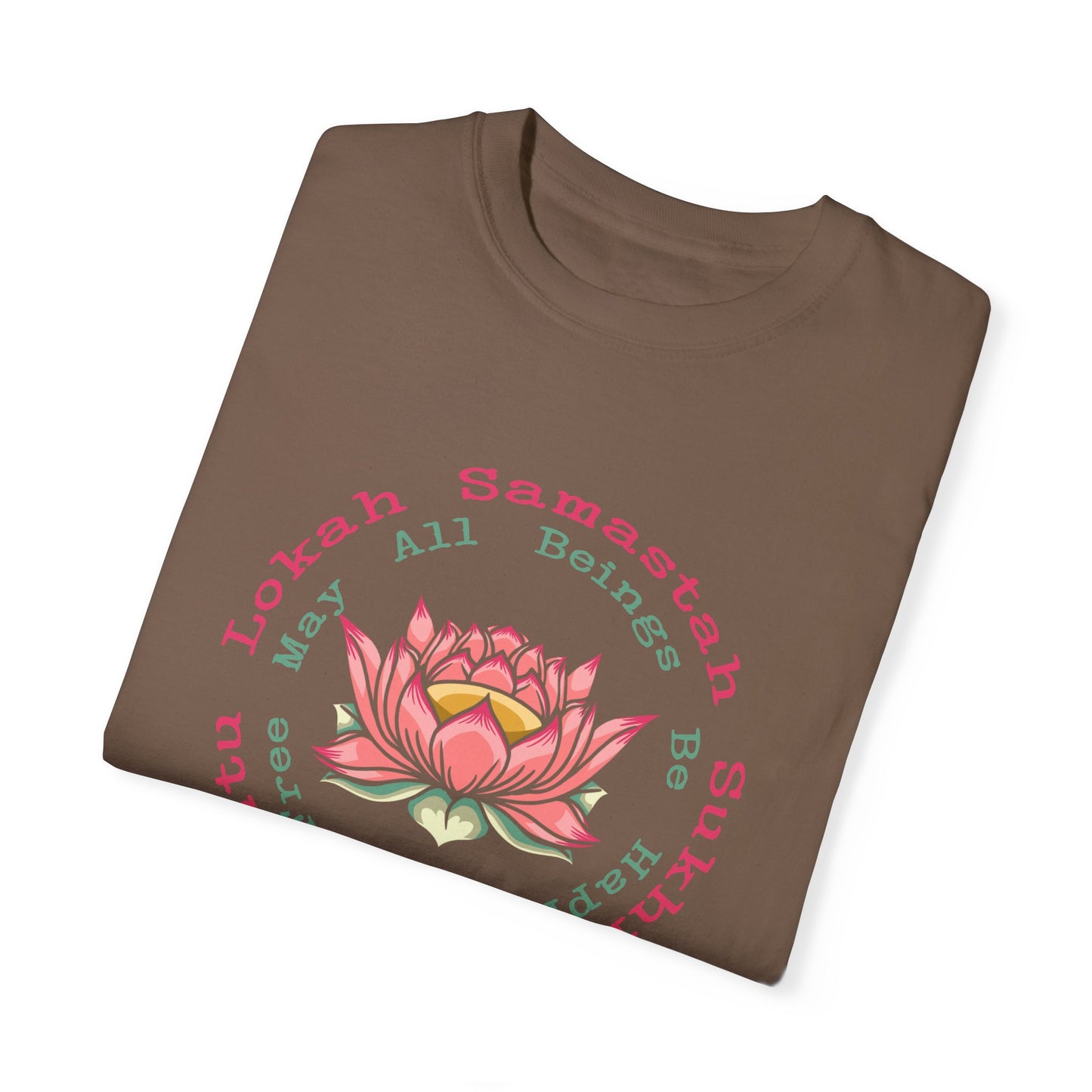 Lokah Samastah Sukhino Bhavantu Vegan Tee Shirt in Dark Colors {Unisex}