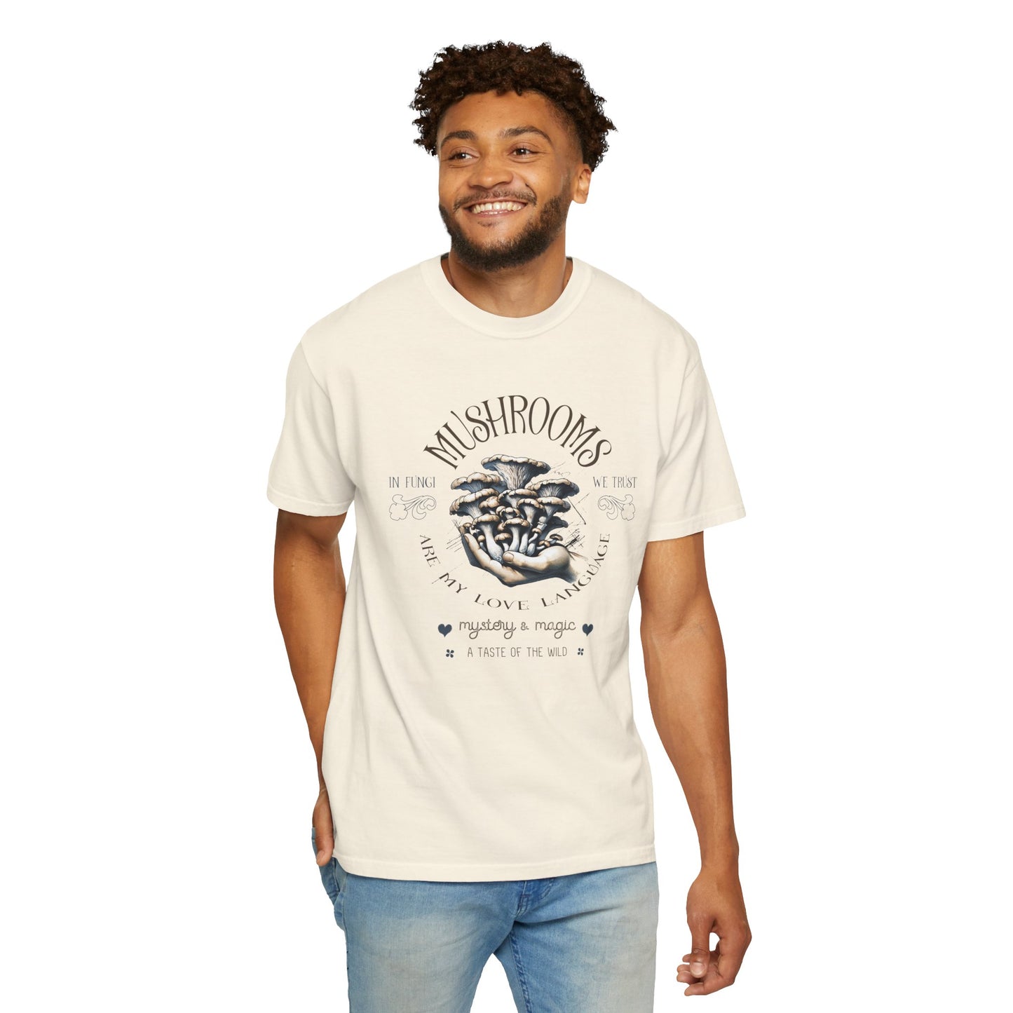 Mushrooms are My Love Language Vegan Tee Shirt in Light Colors {Unisex}