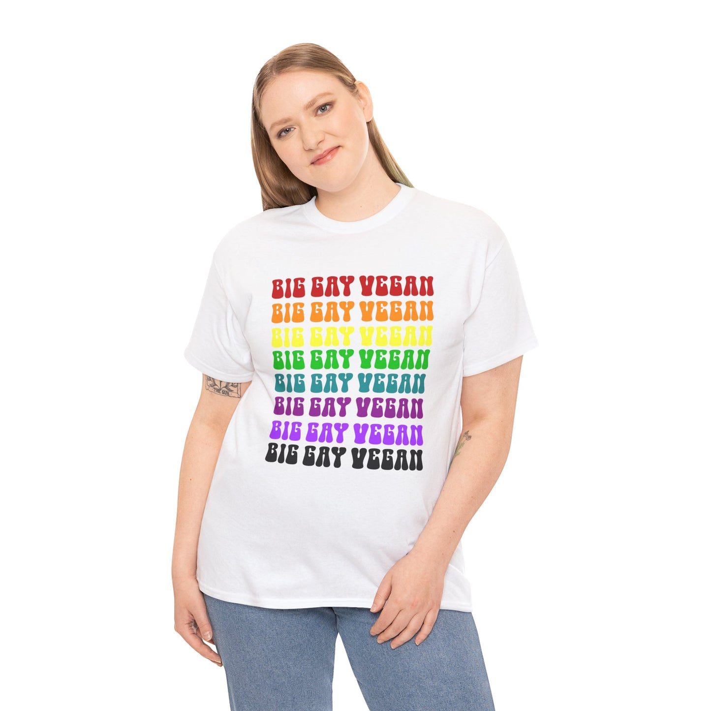 Big Gay Vegan Tee Shirt in White {Unisex}