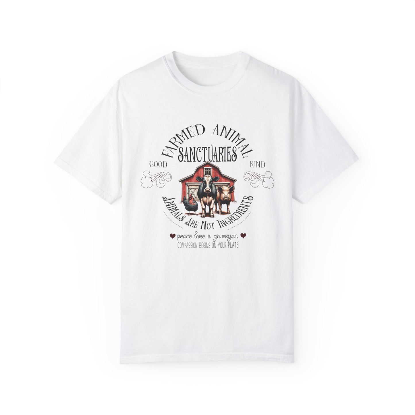 Farmed Animal Sanctuaries Vegan Tee Shirt in Light Colors {Unisex}