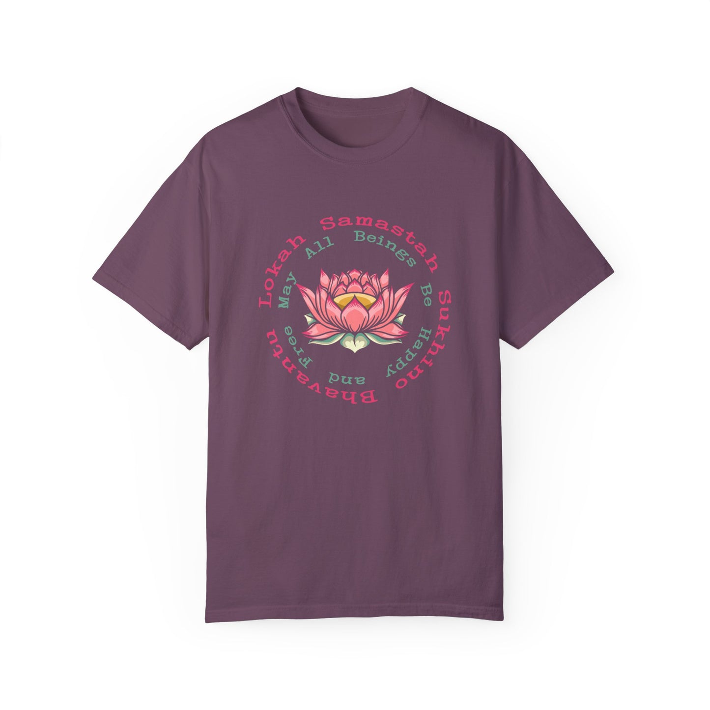 Lokah Samastah Sukhino Bhavantu Vegan Tee Shirt in Dark Colors {Unisex}