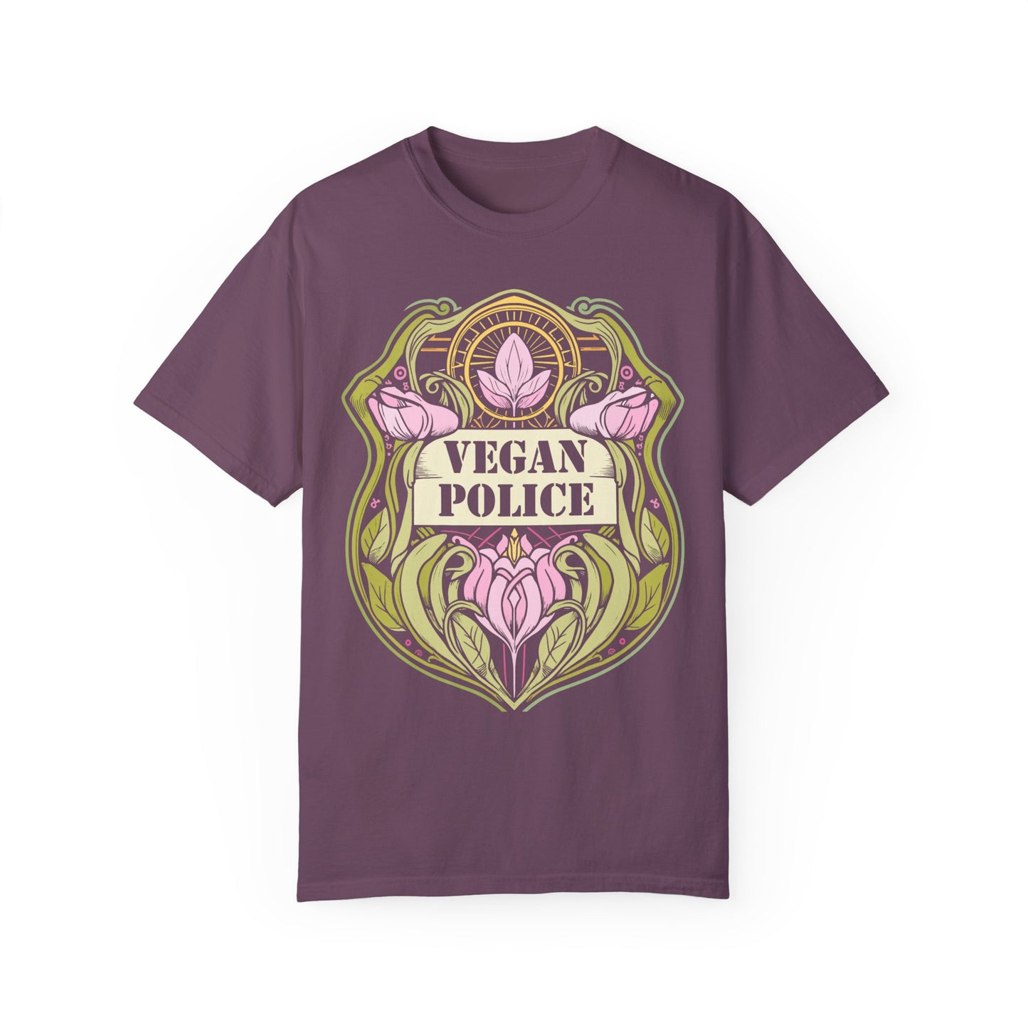 Vegan Police Tee Shirt in Pinks and Purples {Unisex}