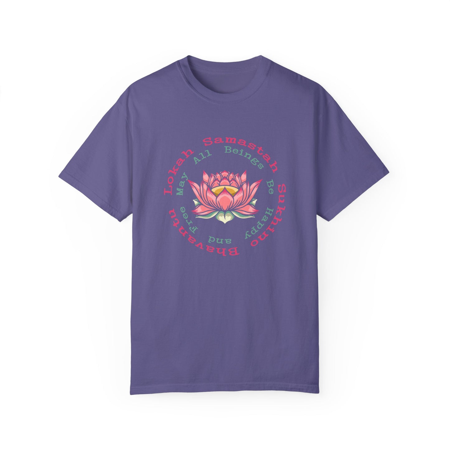 Lokah Samastah Sukhino Bhavantu Vegan Tee Shirt in Dark Colors {Unisex}