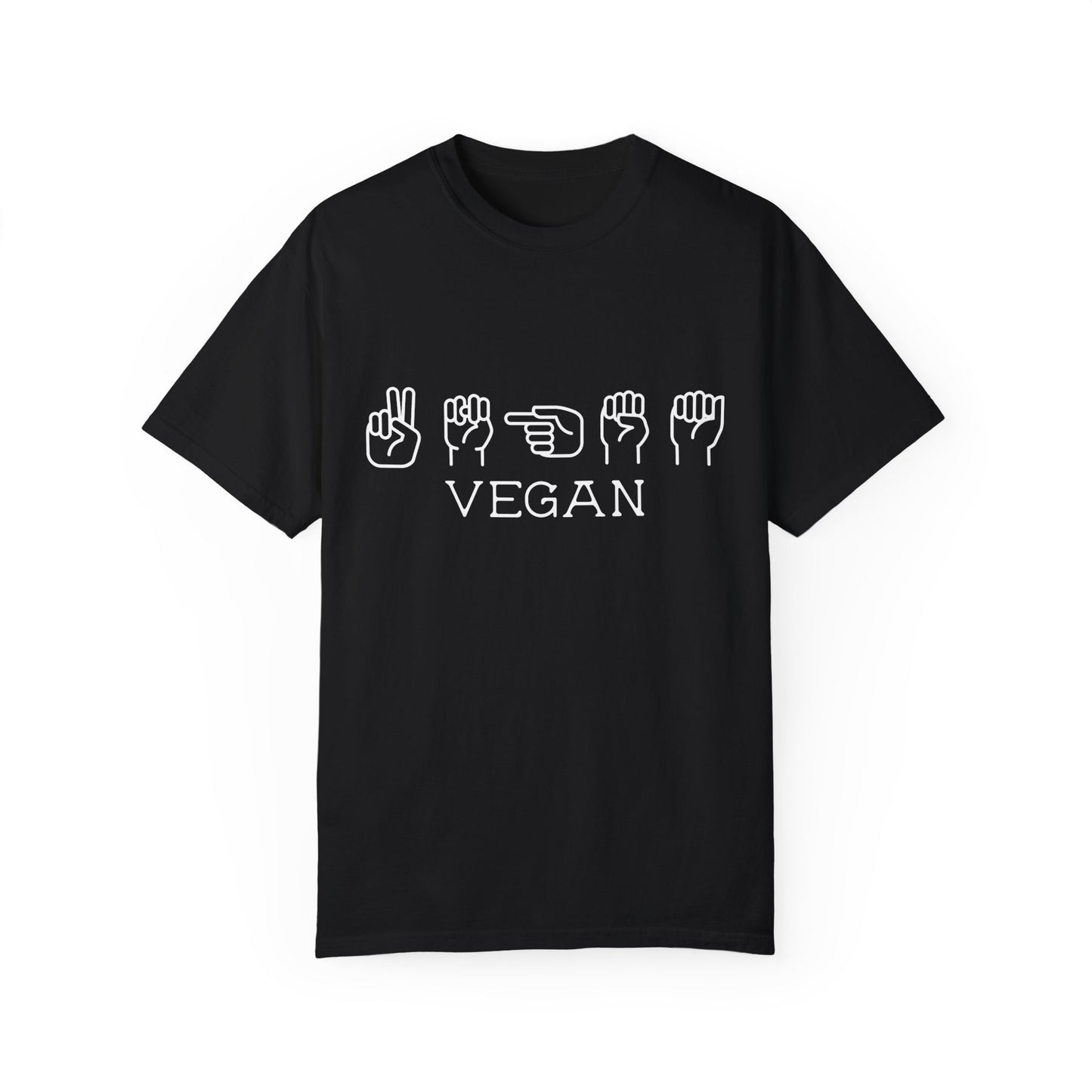 Vegan American Sign Language Tee Shirt in Dark Colors {Unisex}