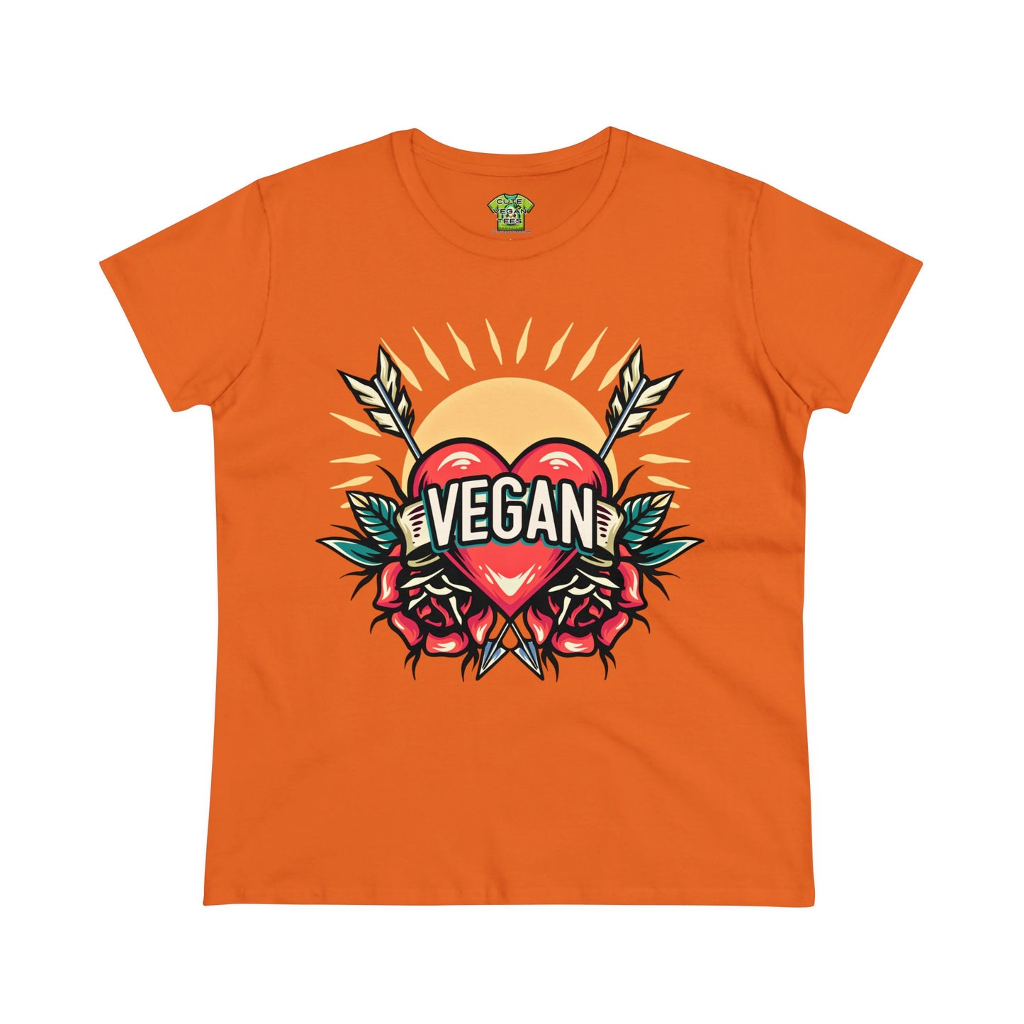 Hearts and Arrows Cotton Tee Shirt in Orange {Women's}