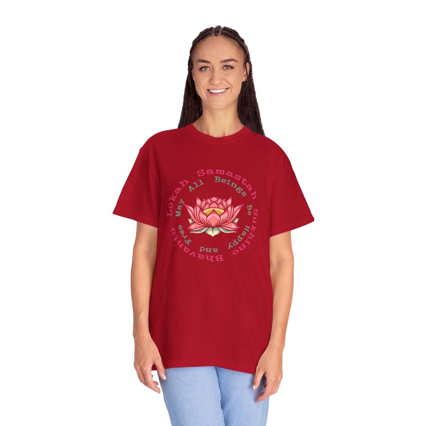 Lokah Samastah Sukhino Bhavantu Vegan Tee Shirt in Dark Colors {Unisex}