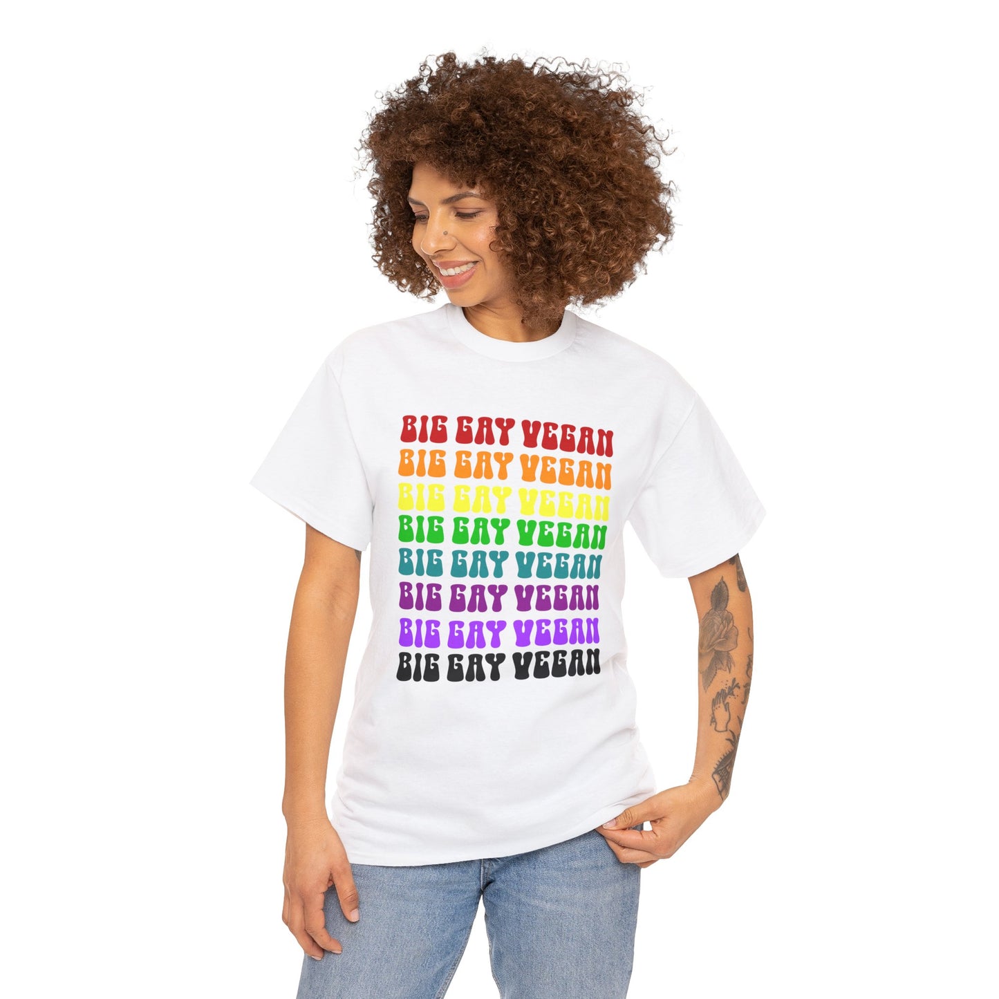 Big Gay Vegan Tee Shirt in White {Unisex}