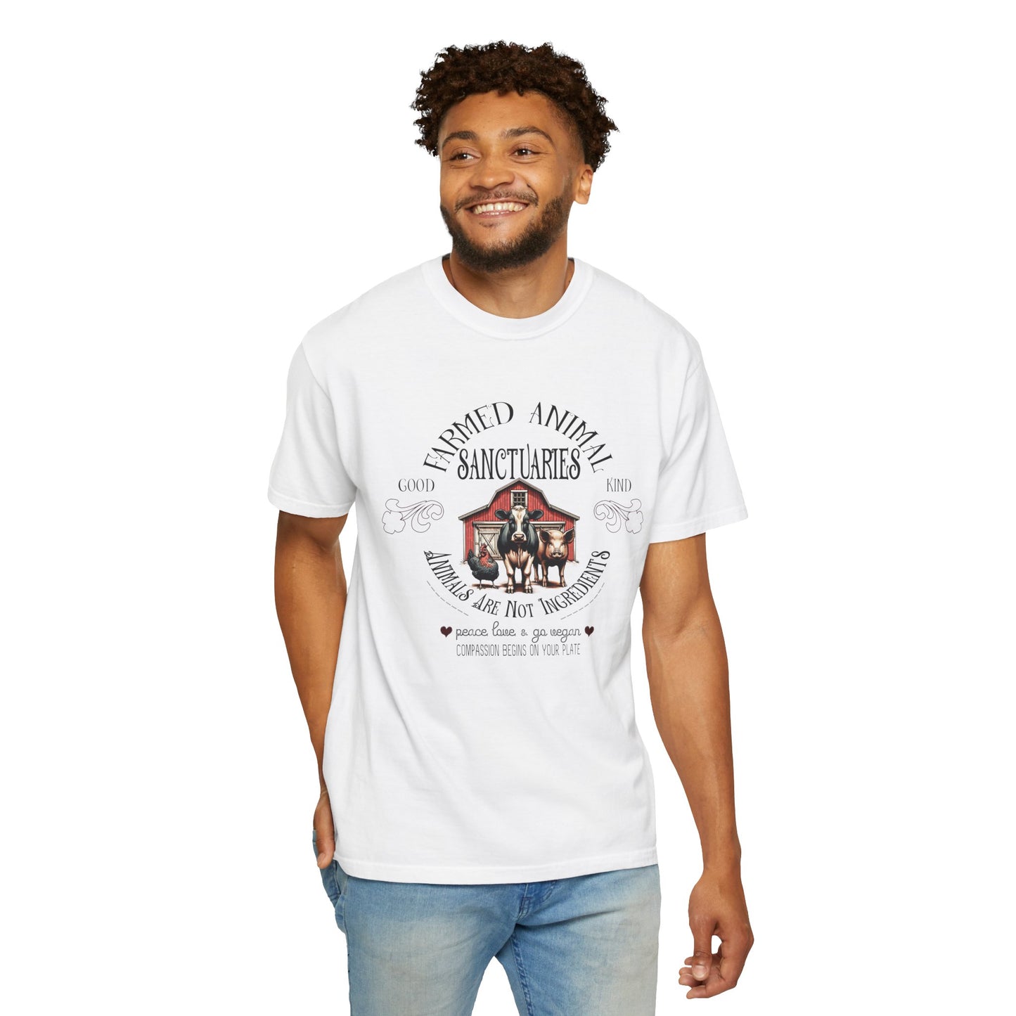 Farmed Animal Sanctuaries Vegan Tee Shirt in Light Colors {Unisex}