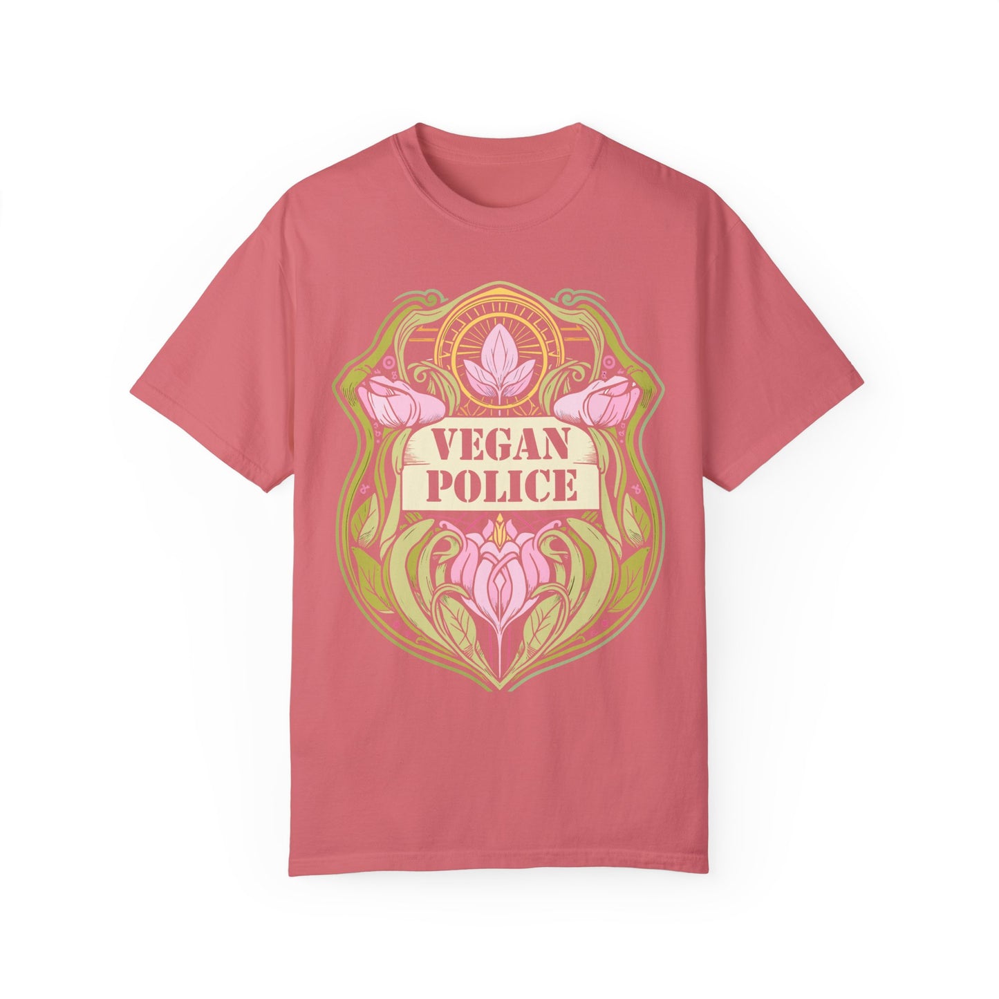 Vegan Police Tee Shirt in Pinks and Purples {Unisex}