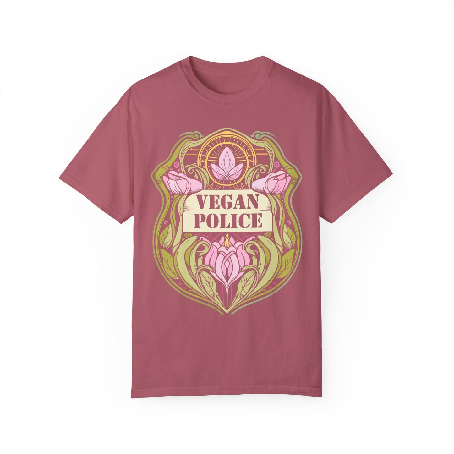 Vegan Police Tee Shirt in Pinks and Purples {Unisex}
