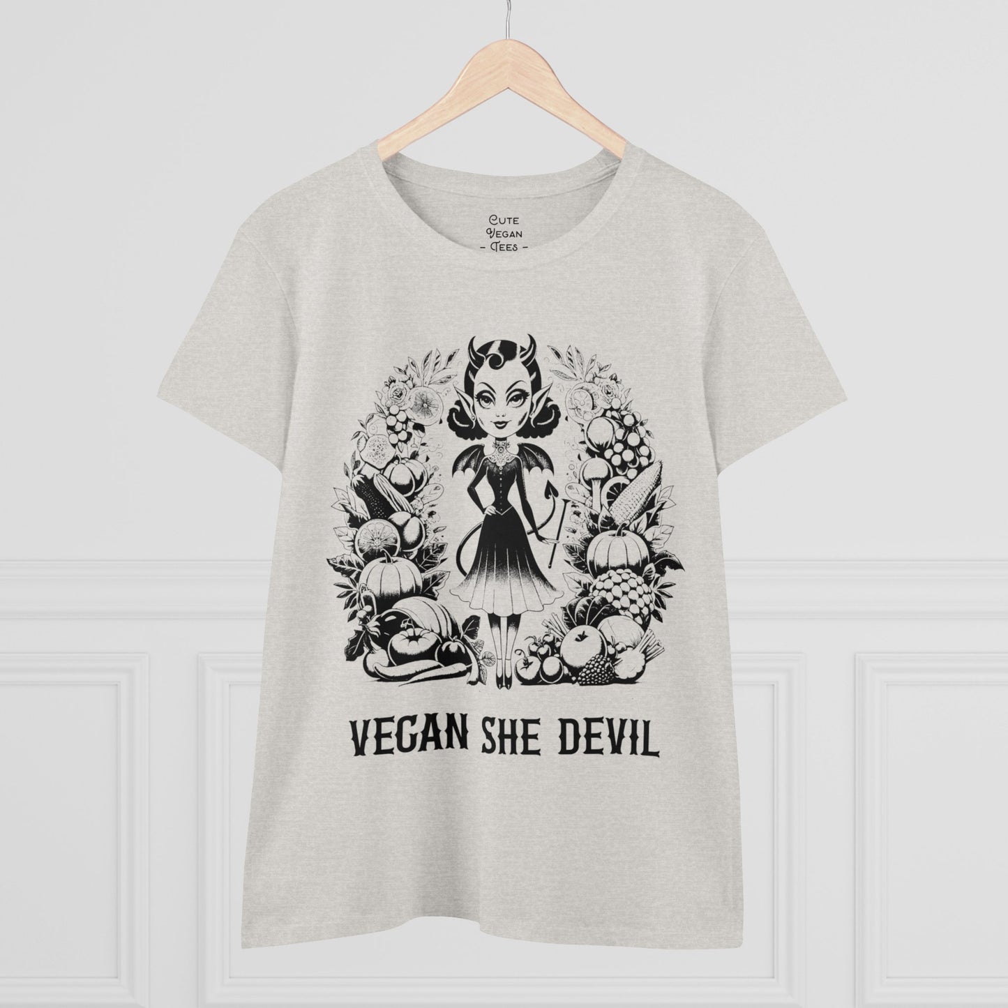 Vegan She Devil T-Shirt in White or Ash {Women's}