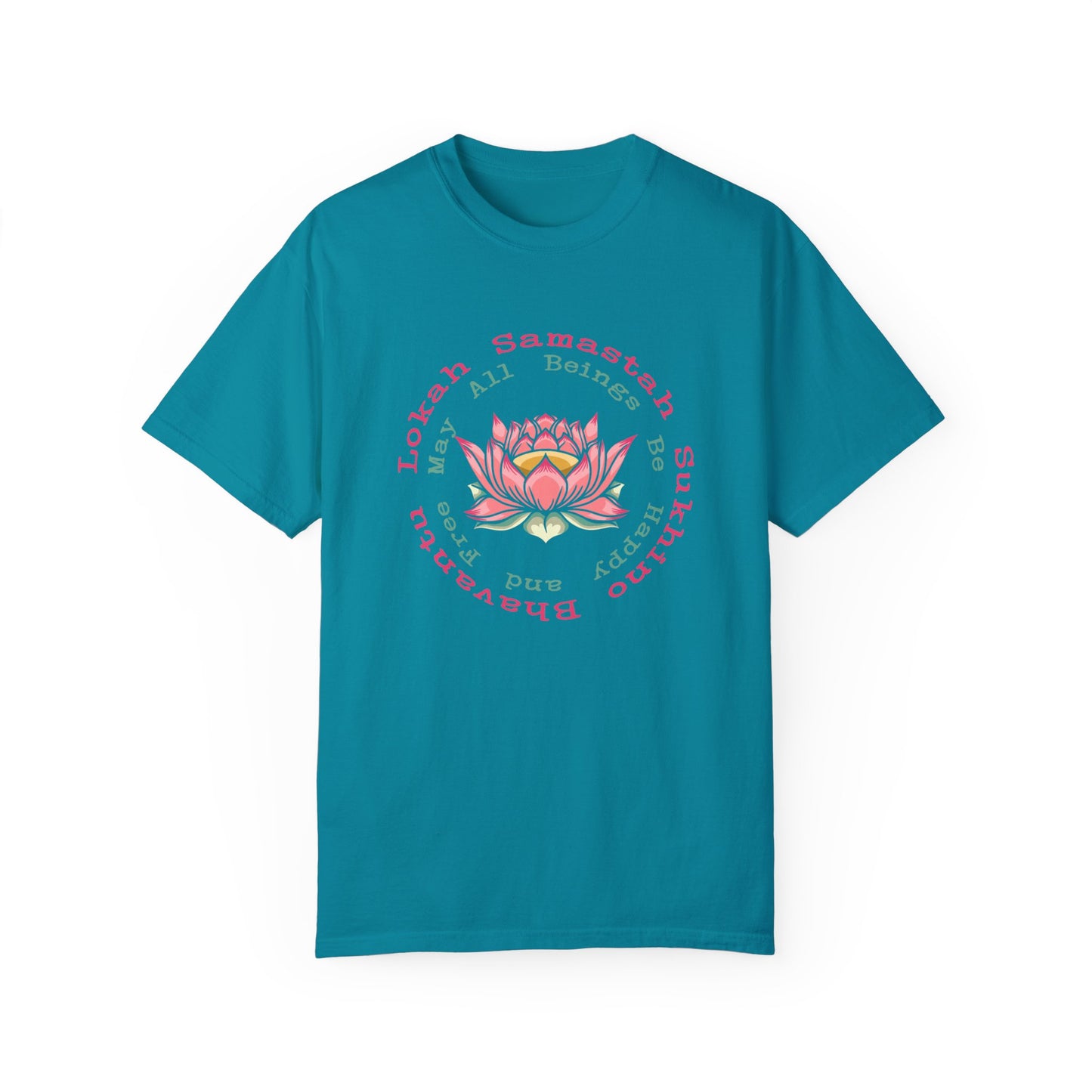 Lokah Samastah Sukhino Bhavantu Vegan Tee Shirt in Dark Colors {Unisex}