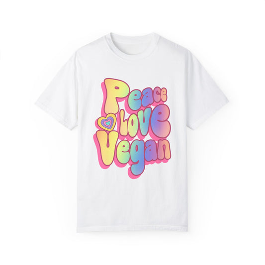 Peace Love Vegan Garment-Dyed Cotton T-shirt {Unisex}