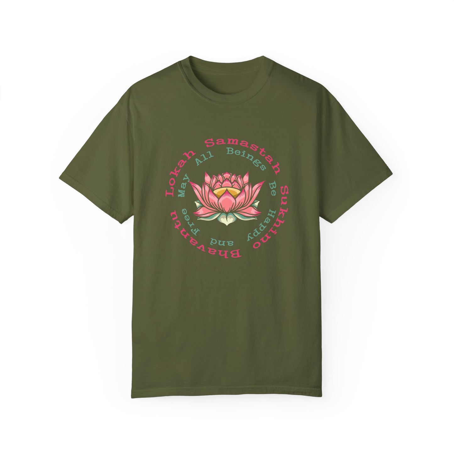 Lokah Samastah Sukhino Bhavantu Vegan Tee Shirt in Dark Colors {Unisex}