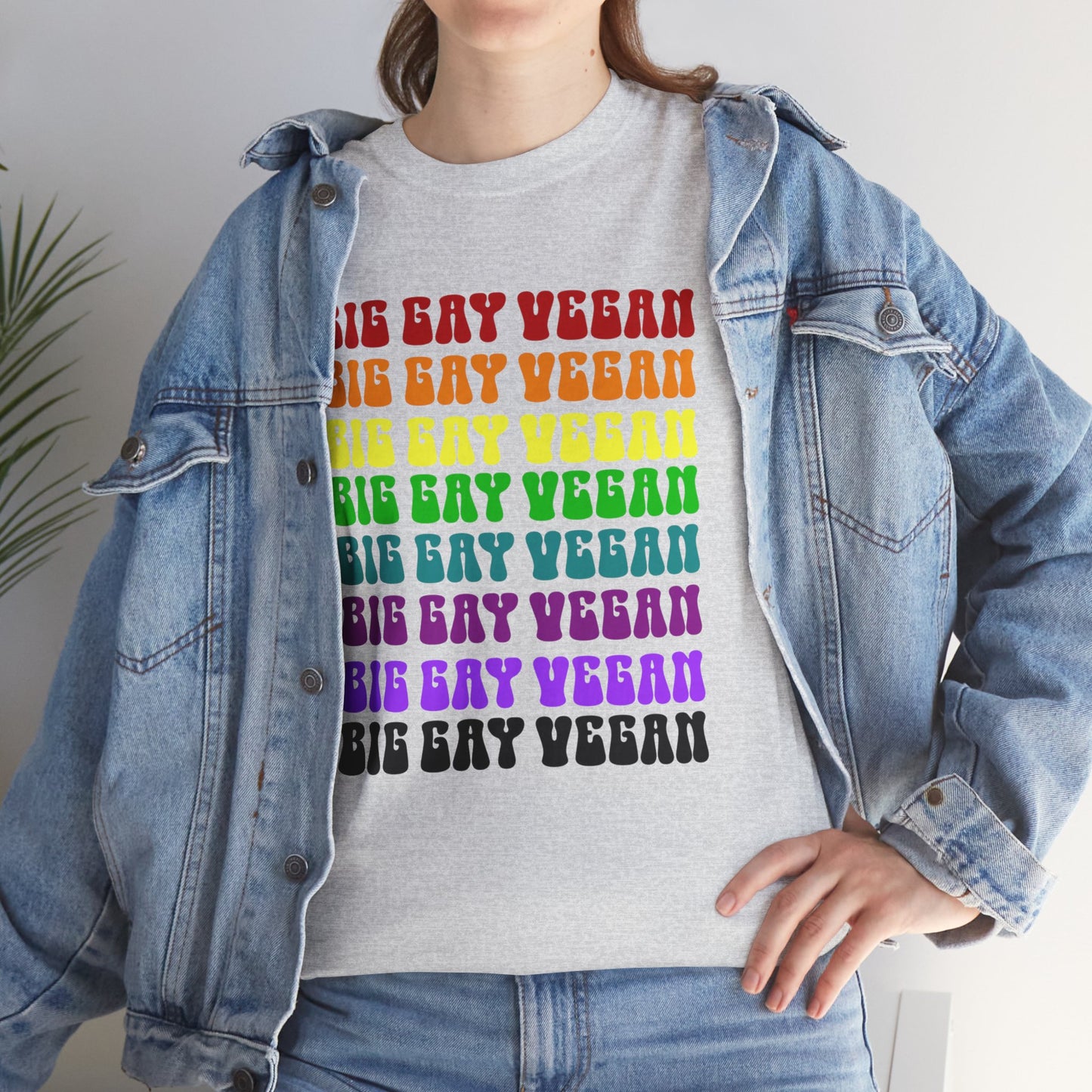 Big Gay Vegan Tee Shirt in Gray {Unisex}