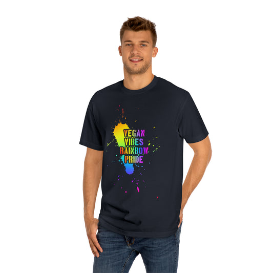 Vegan Vibes Rainbow Pride Tee in Black {Unisex}