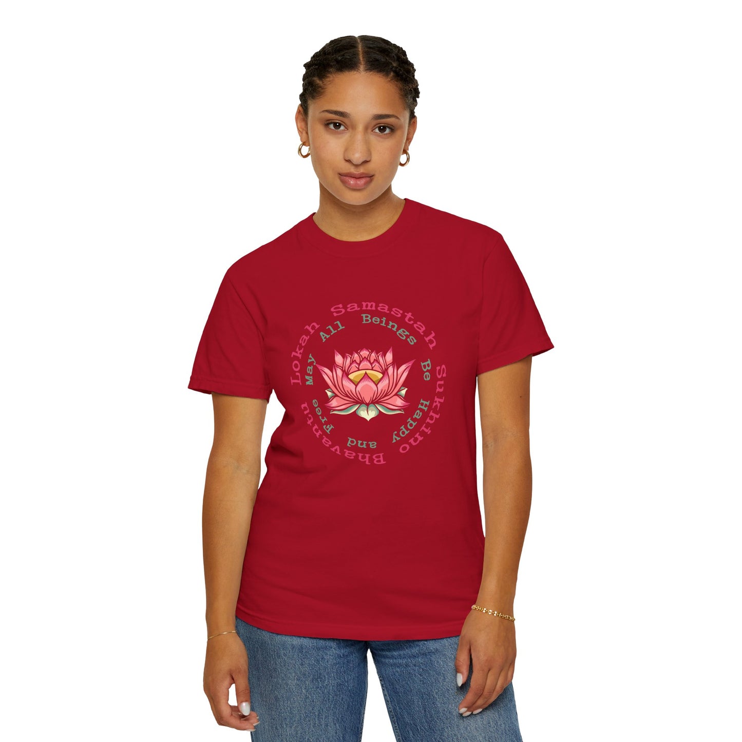 Lokah Samastah Sukhino Bhavantu Vegan Tee Shirt in Dark Colors {Unisex}