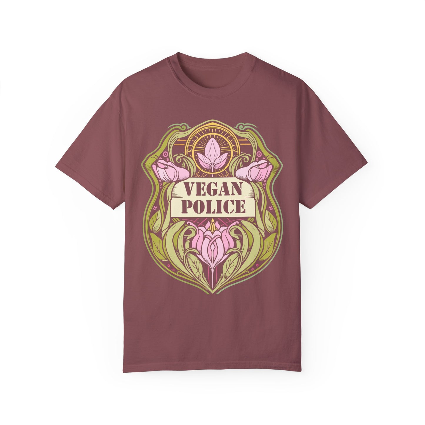 Vegan Police Tee Shirt in Pinks and Purples {Unisex}