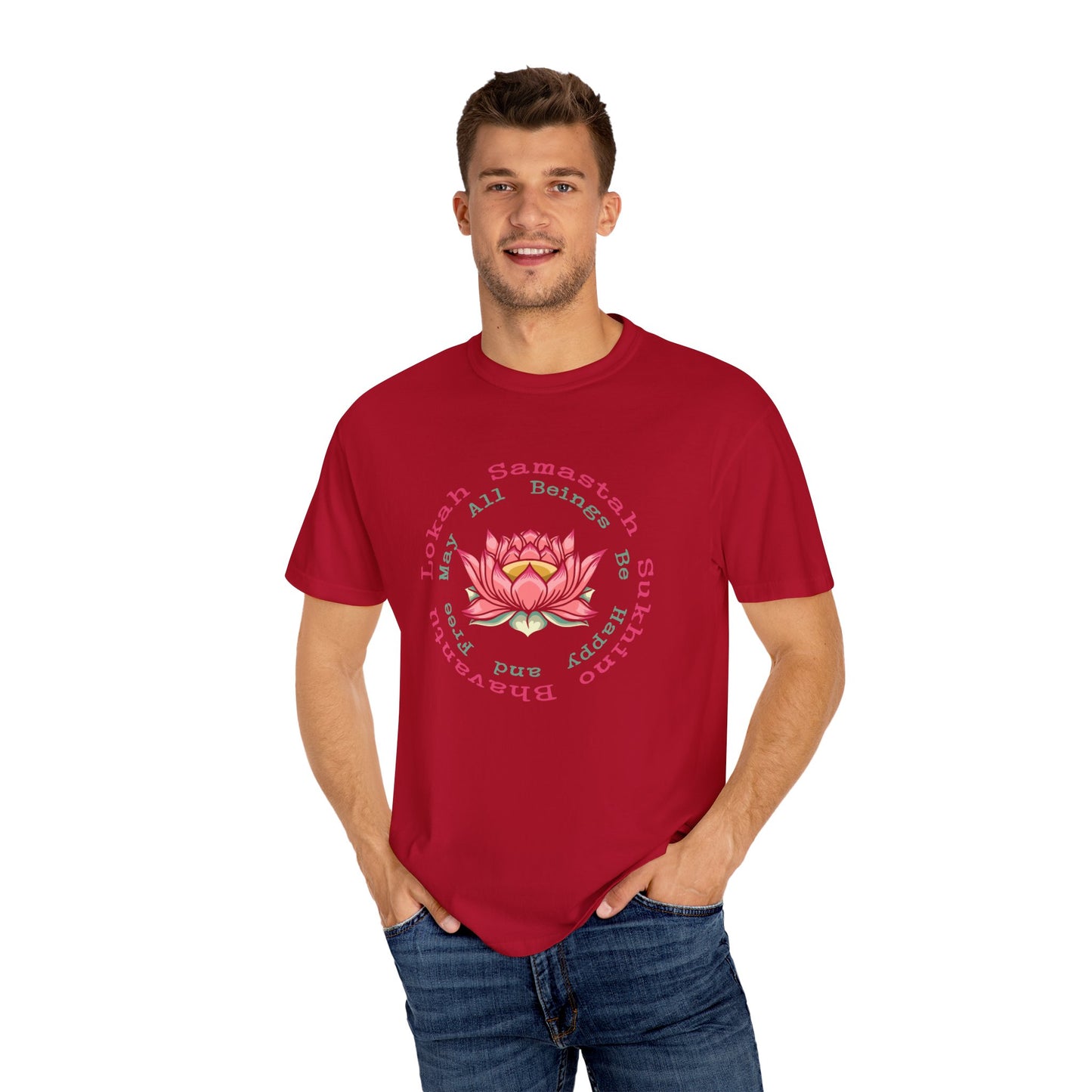Lokah Samastah Sukhino Bhavantu Vegan Tee Shirt in Dark Colors {Unisex}