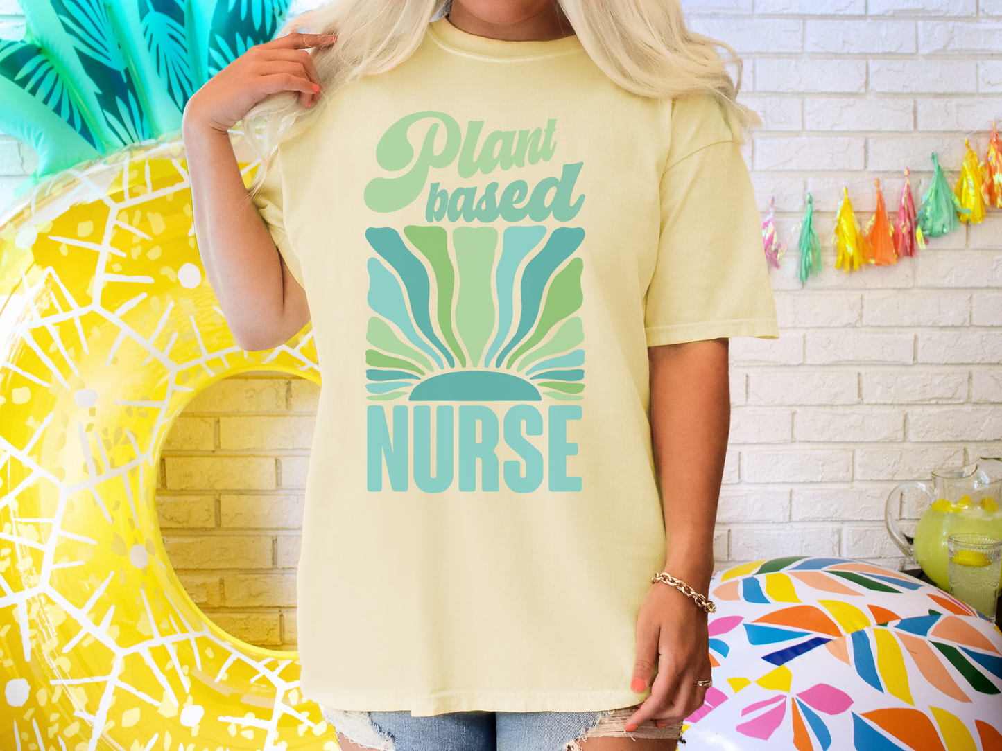 Plant Based Nurse Vegan Tee Shirt in Lights and Blues {Unisex}