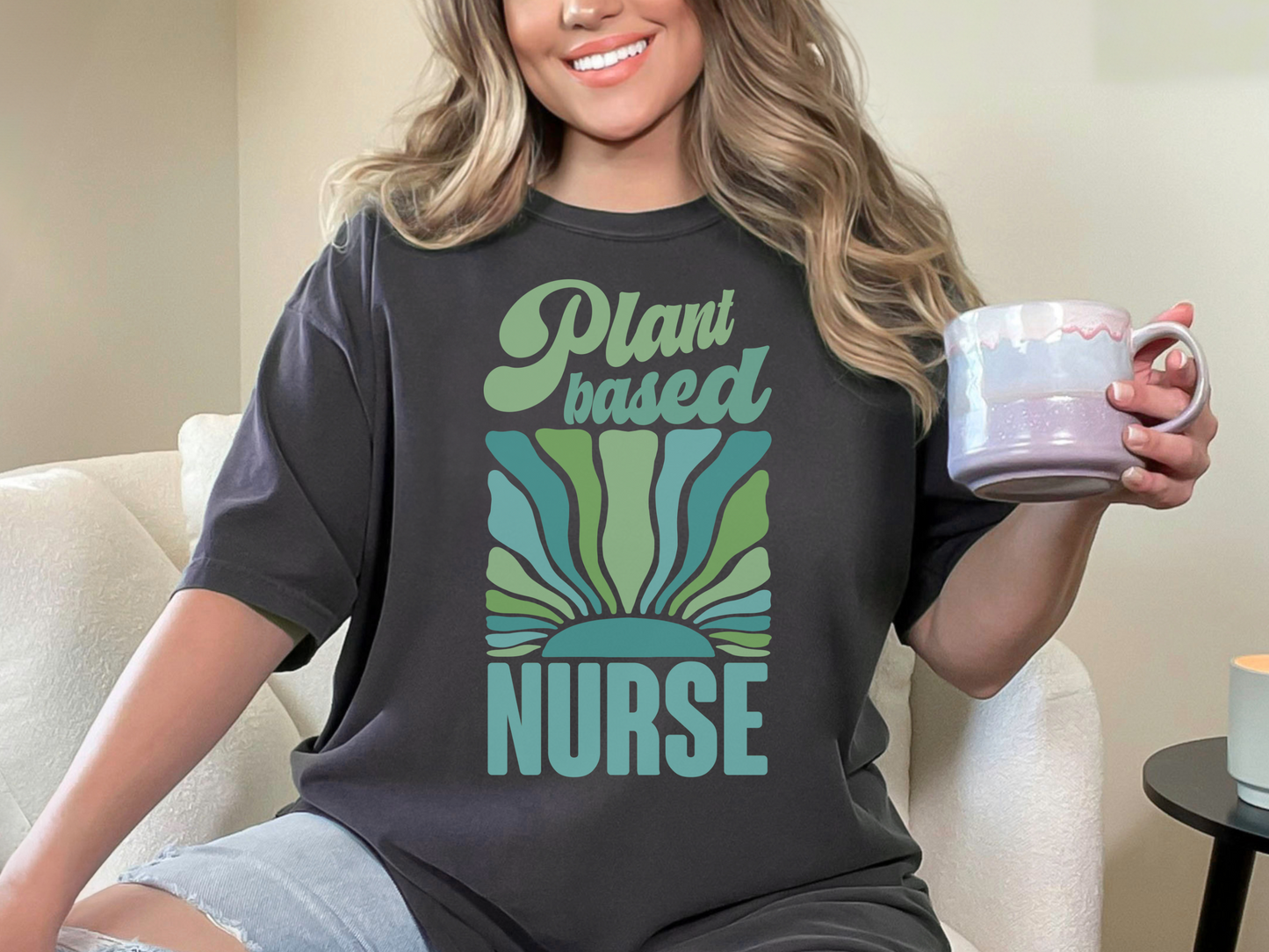 Plant Based Nurse Vegan Tee Shirt in Lights and Blues {Unisex}