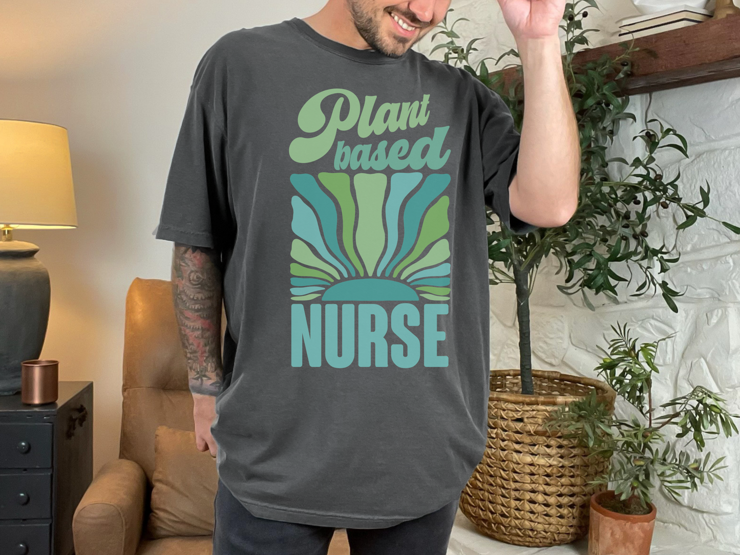 Plant Based Nurse Vegan Tee Shirt in Lights and Blues {Unisex}