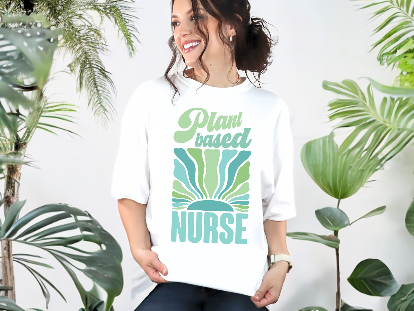 Plant Based Nurse Vegan Tee Shirt in Lights and Blues {Unisex}