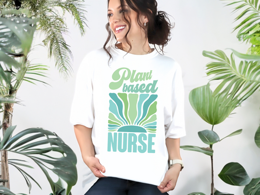 Plant Based Nurse Vegan Tee Shirt in Lights and Blues {Unisex}