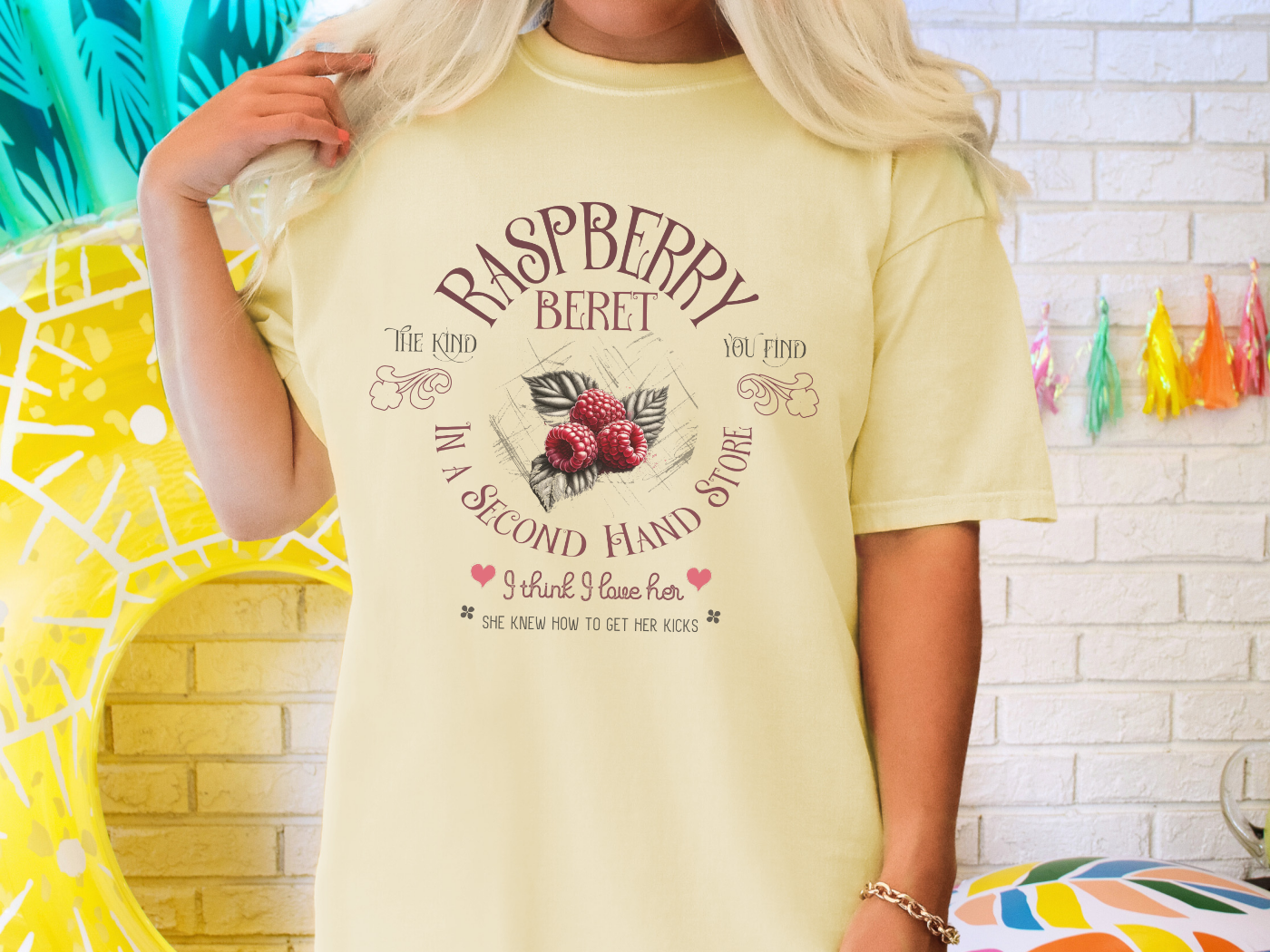 Raspberry Beret Vegan Tee in Light Colors