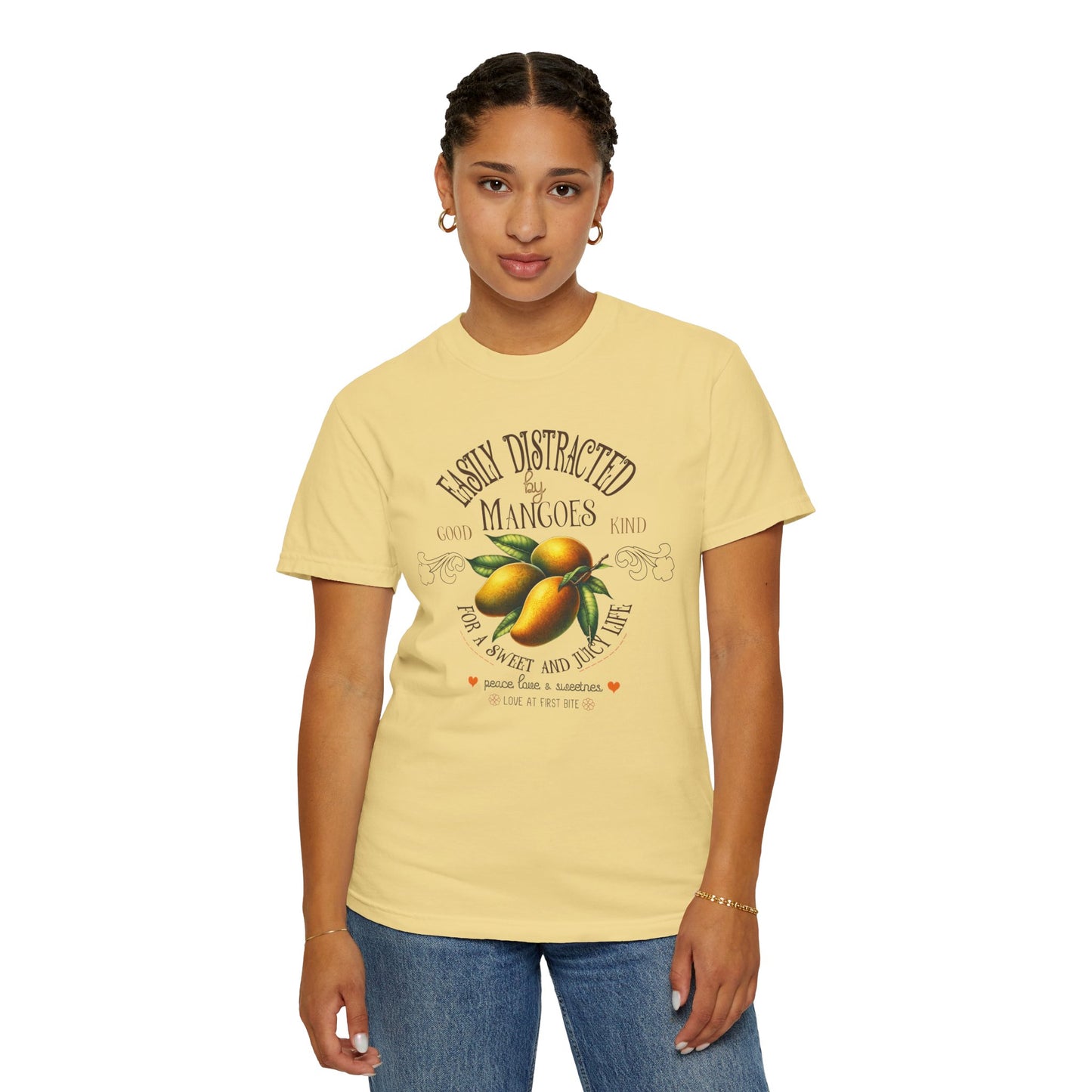 Easily Distracted by Mangoes Vegan Tee in Light Colors {Unisex}