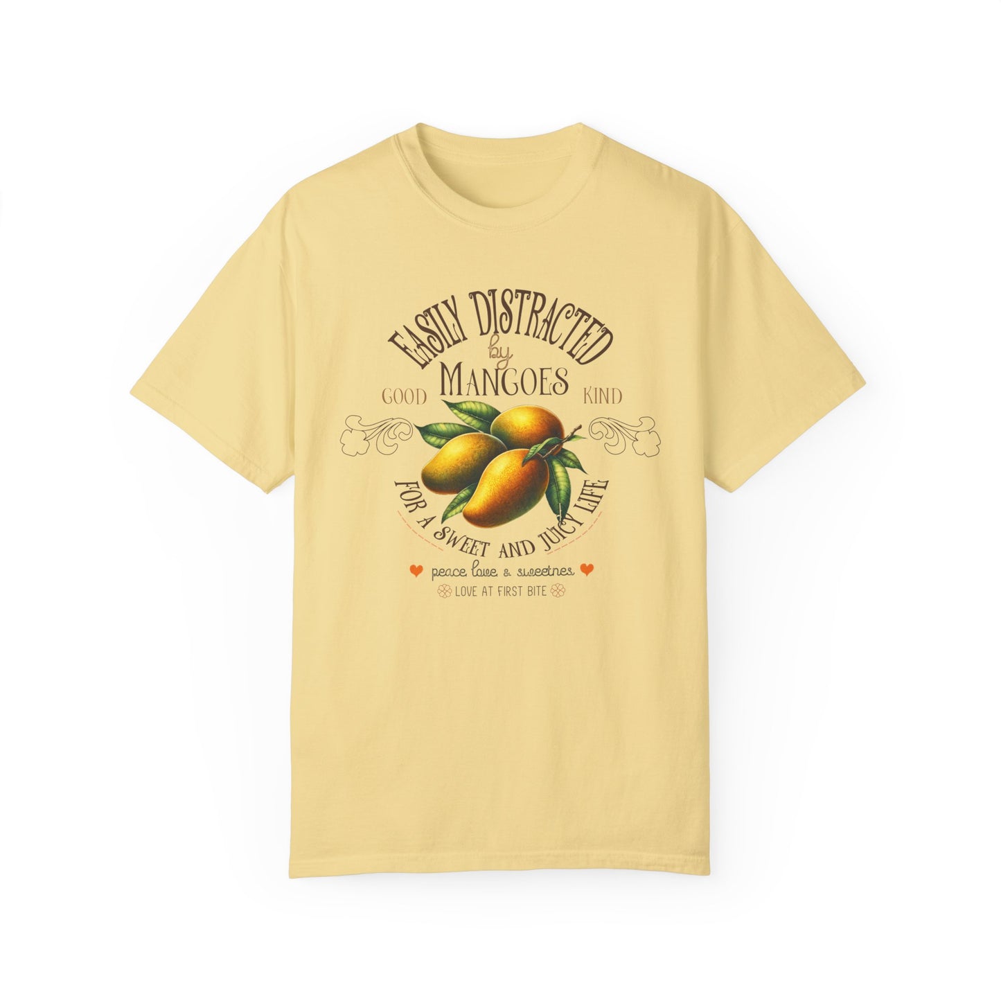 Easily Distracted by Mangoes Vegan Tee in Light Colors {Unisex}