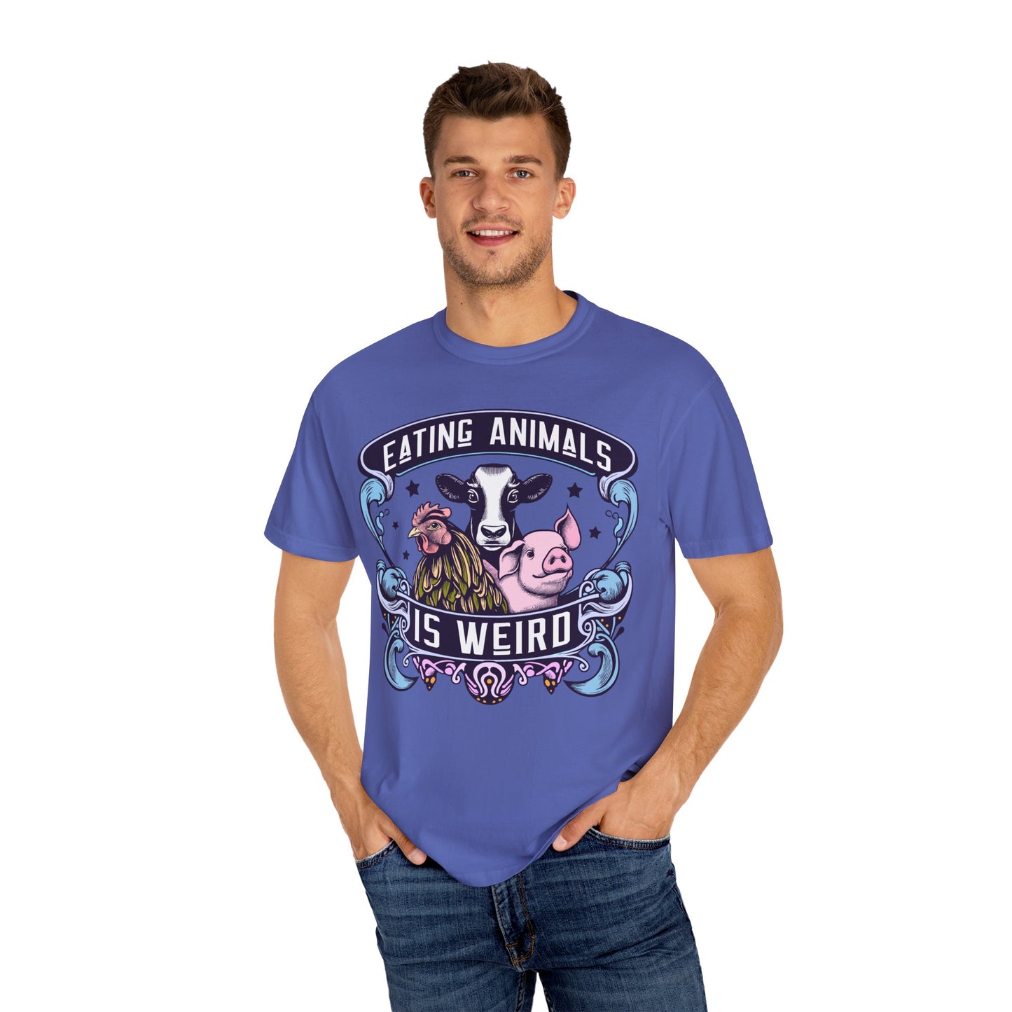 Eating Animals is Weird Vegan T-Shirt in Blues {Unisex}