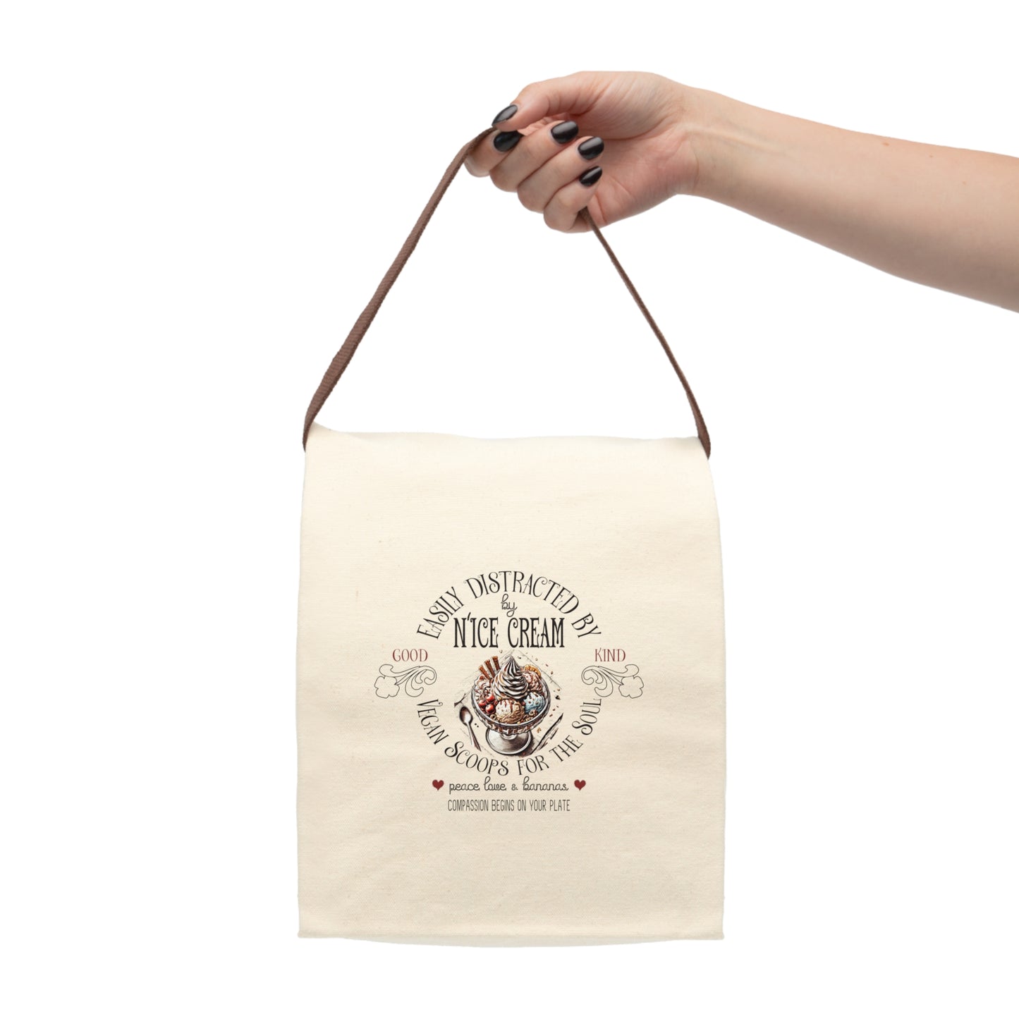 Easily Distracted by N'Ice Cream Canvas Lunch Bag With Strap