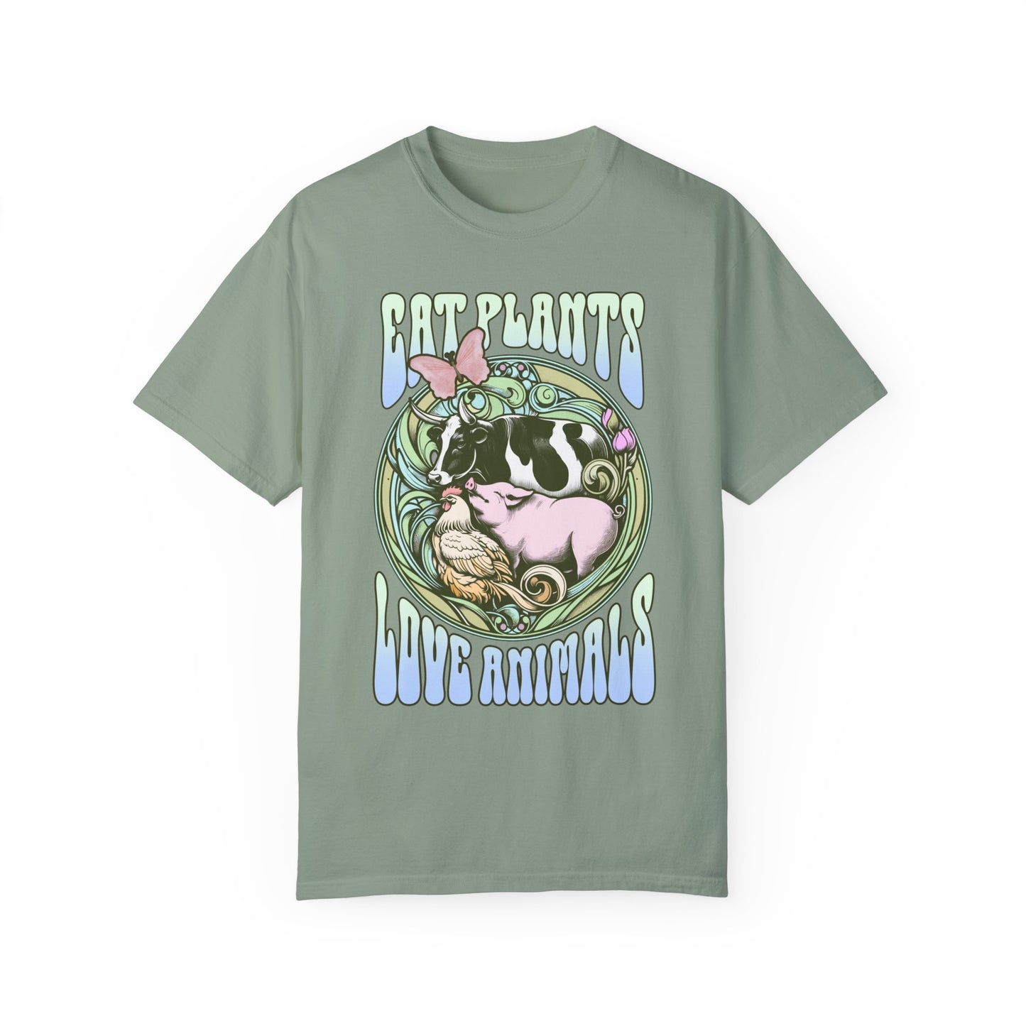 Eat Plants Love Animals Vegan Tee in Green Shades {Unisex}