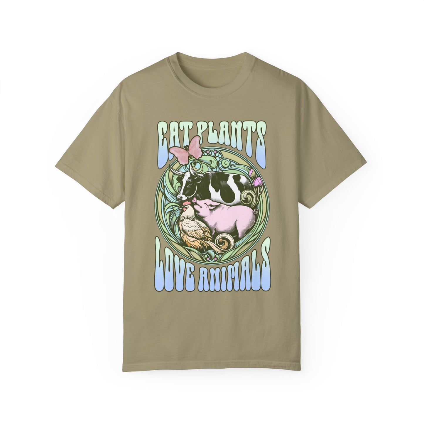 Eat Plants Love Animals Vegan Tee in Green Shades {Unisex}