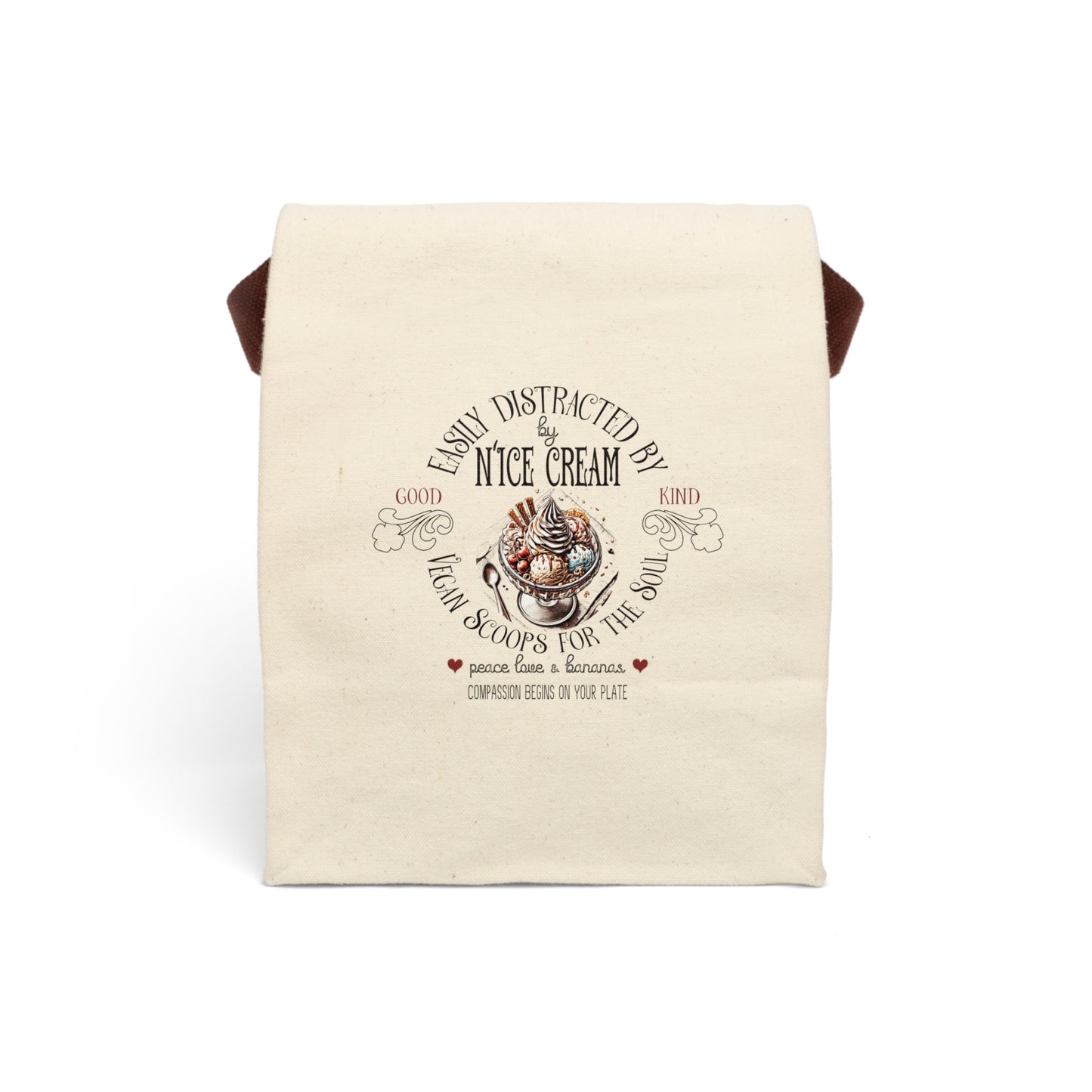 Easily Distracted by N'Ice Cream Canvas Lunch Bag With Strap