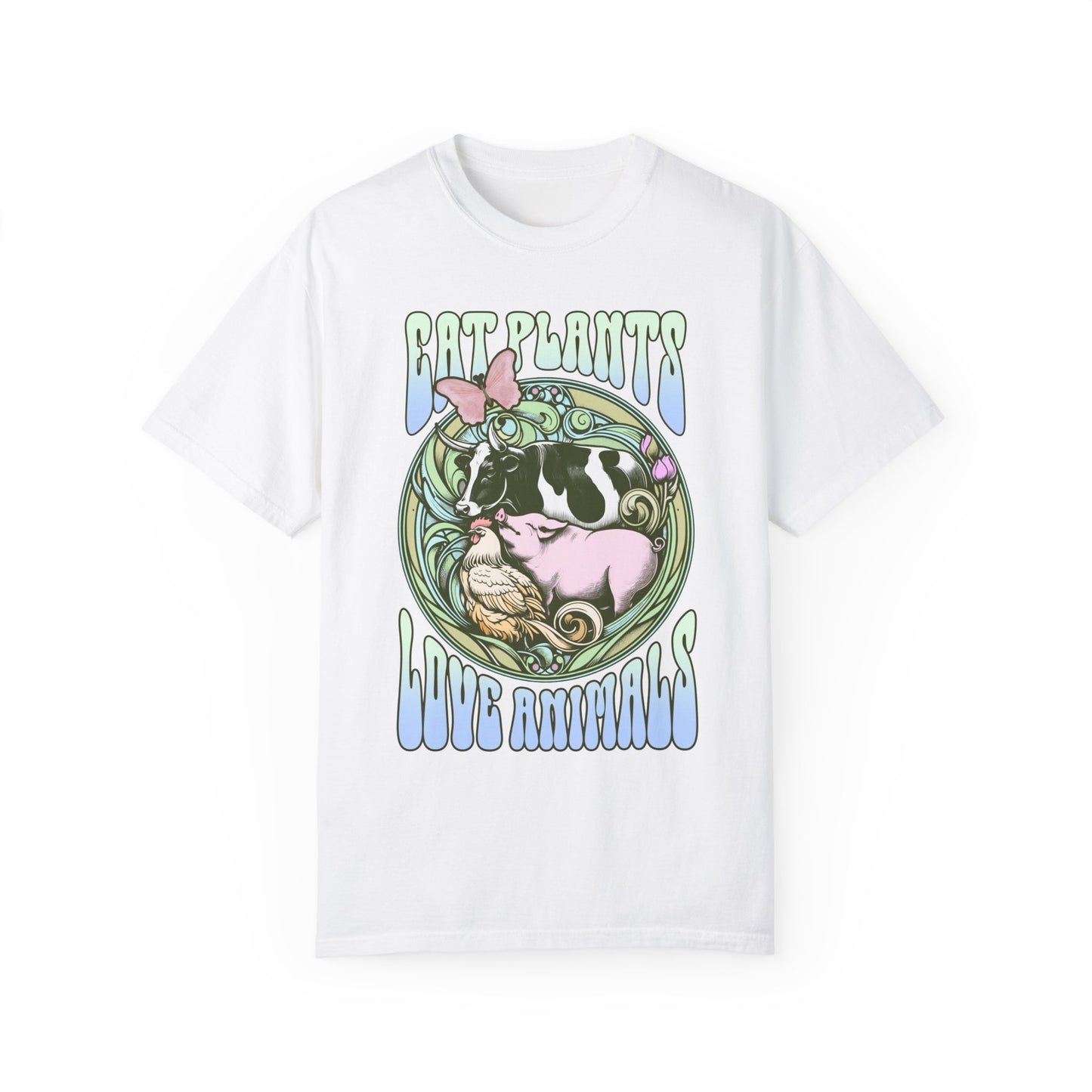 Eat Plants Love Animals Vegan Tee in Green Shades {Unisex}