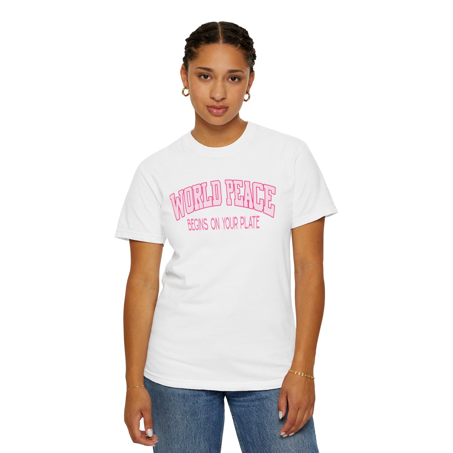 World Peace Begins on Your Plate Vegan T-Shirt {Unisex}